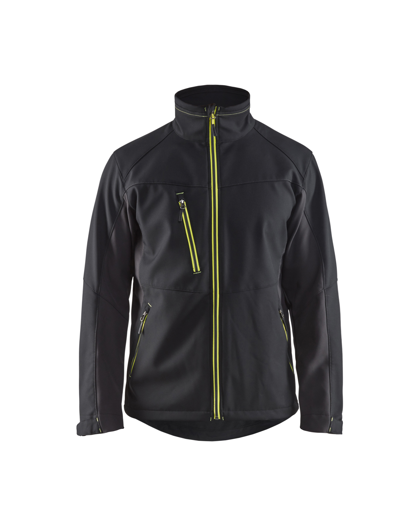 Blåkläder Softshell Jack 4950 - Zwart / High Vis Geel voorkant