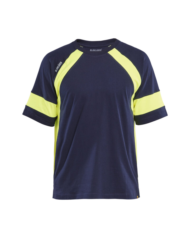 Blåkläder T-shirt Visible 3523 - Marine / High Vis Geel voorkant