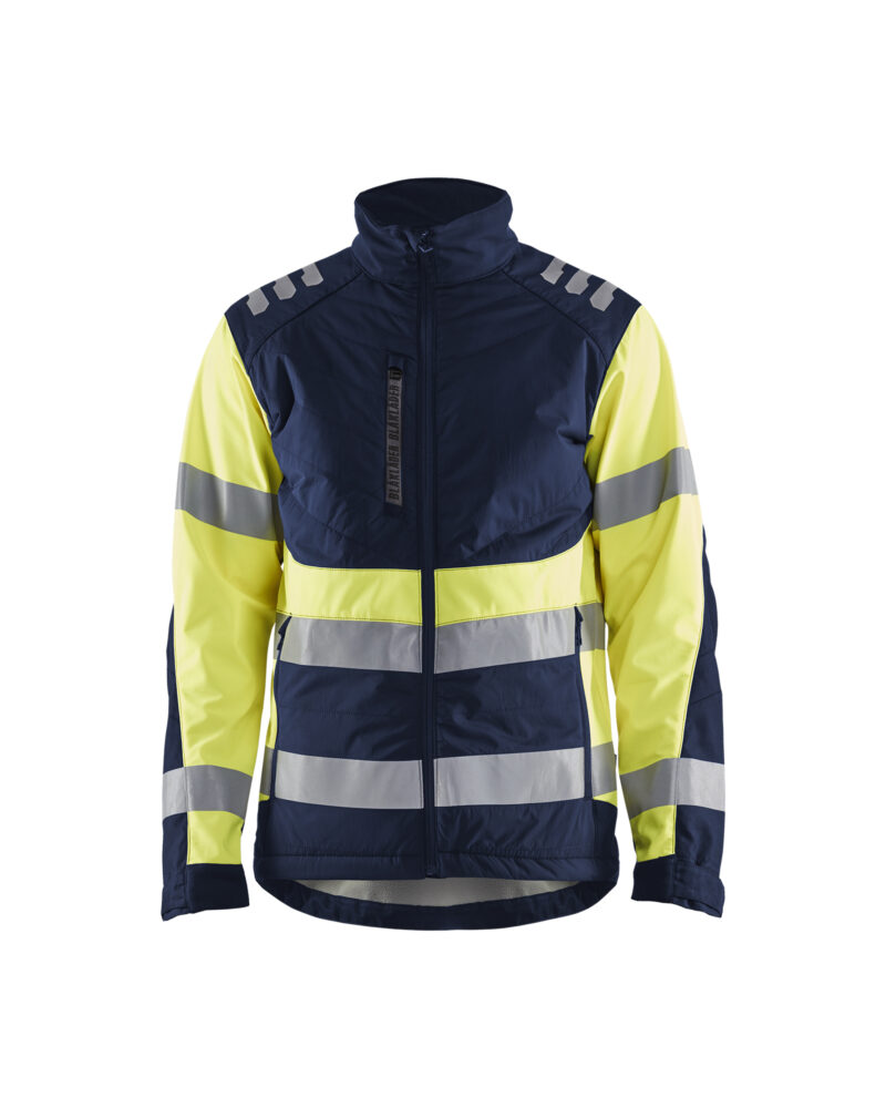 Blåkläder Softshell jack High Vis 4497 - Marine / High Vis Geel voorkant