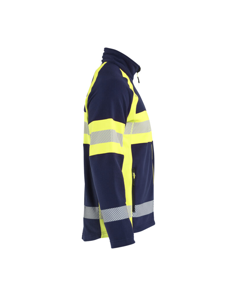 Blåkläder Microfleecevest High Vis 4713 - Marine / High Vis Geel zijkant
