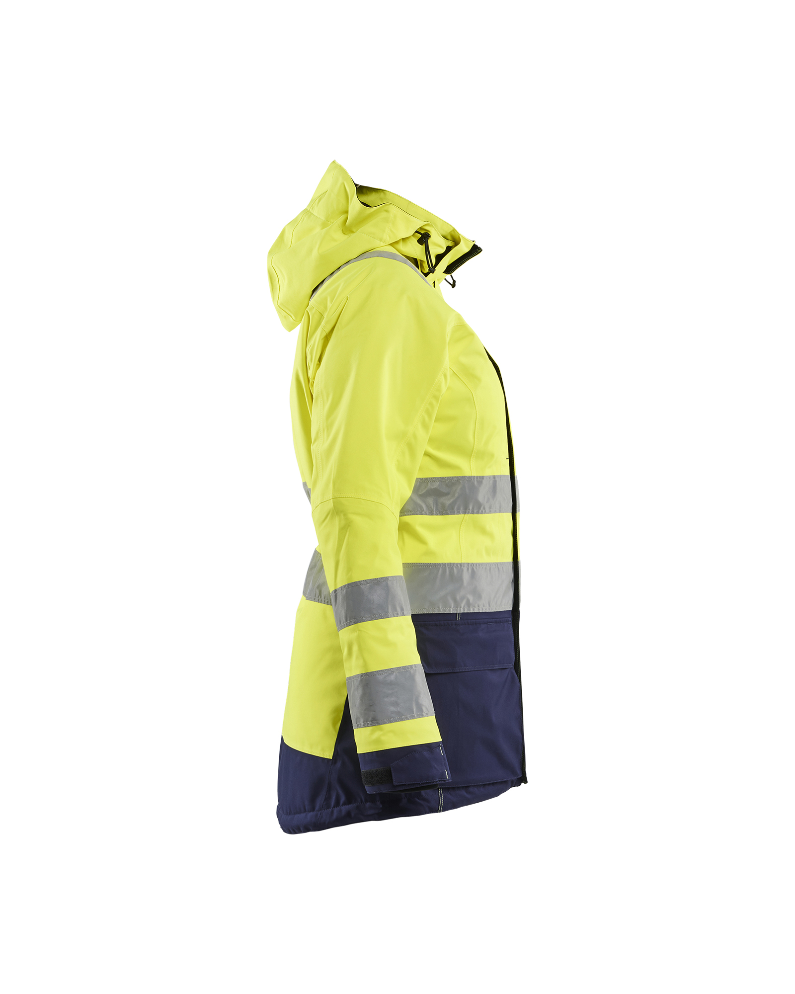 Blåkläder Dames winterparka High Vis 4472 - High Vis Geel/Marineblauw zijkant
