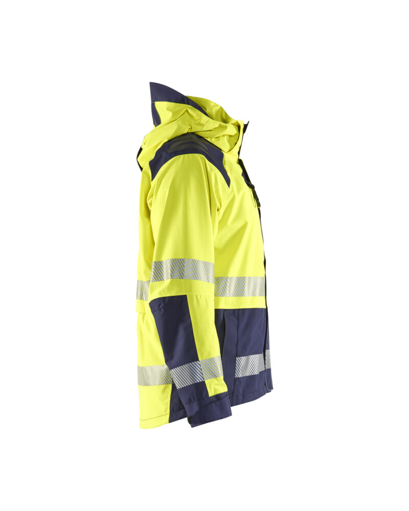 Blåkläder Shell jack High Vis 4435 - High Vis Geel/Marineblauw zijkant