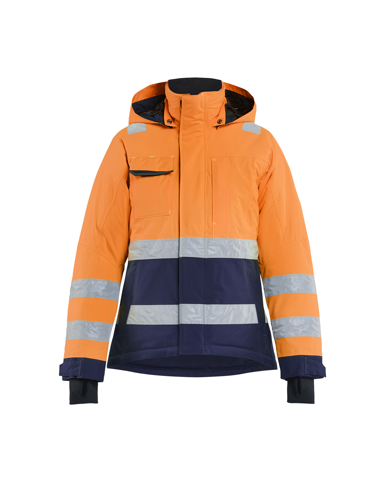 Blåkläder Dames Winterjas High Vis 4872 - High Vis Oranje/Marineblauw voorkant