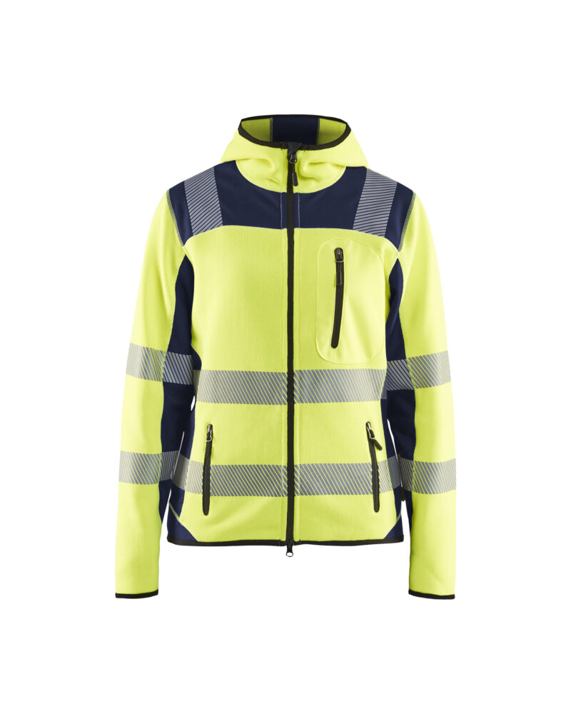 Blåkläder Dames gebreid vest High Vis 4967 - High Vis Geel/Marineblauw voorkant