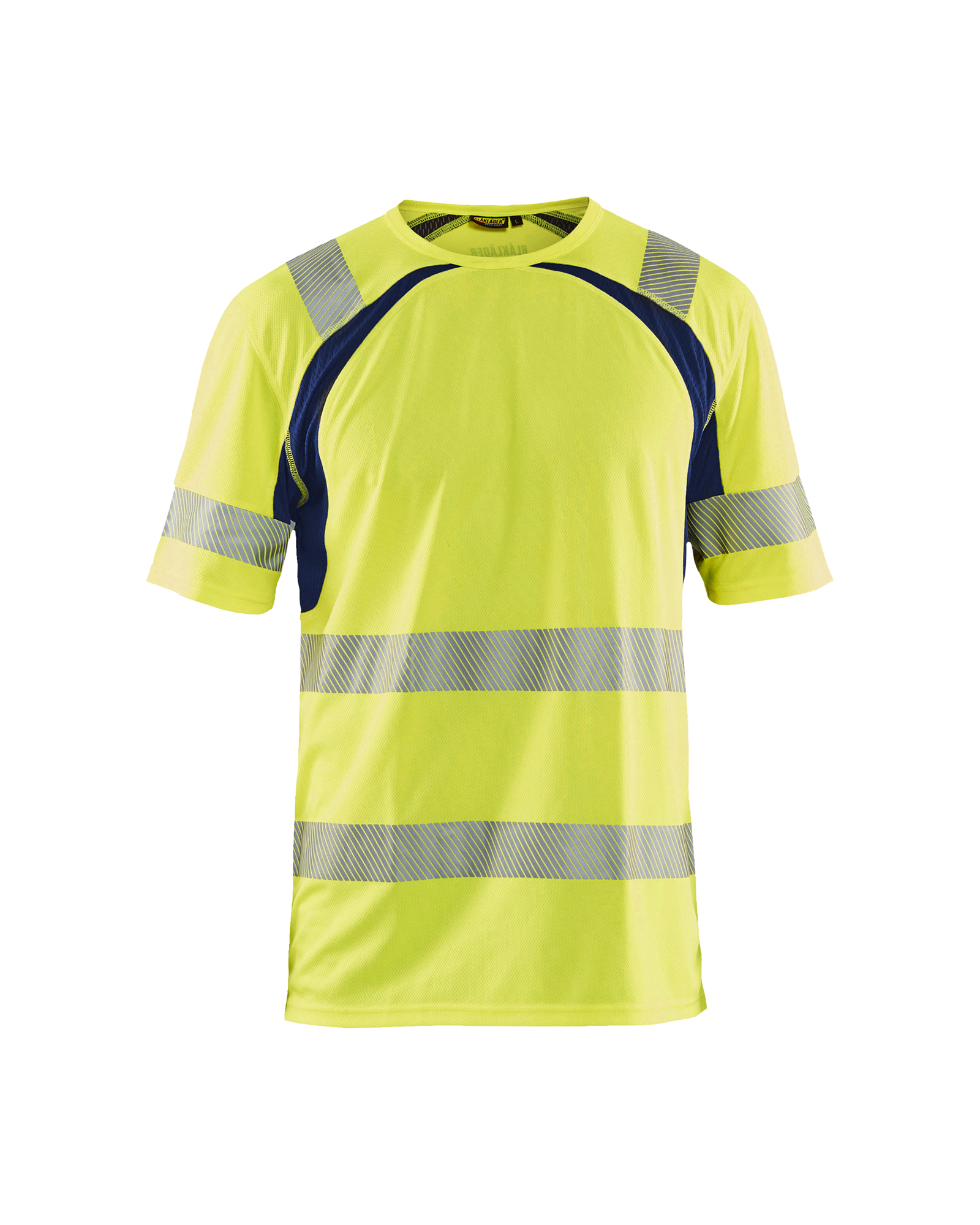 Blåkläder UV-T-shirt High Vis 3397 - High Vis Geel/Marineblauw voorkant