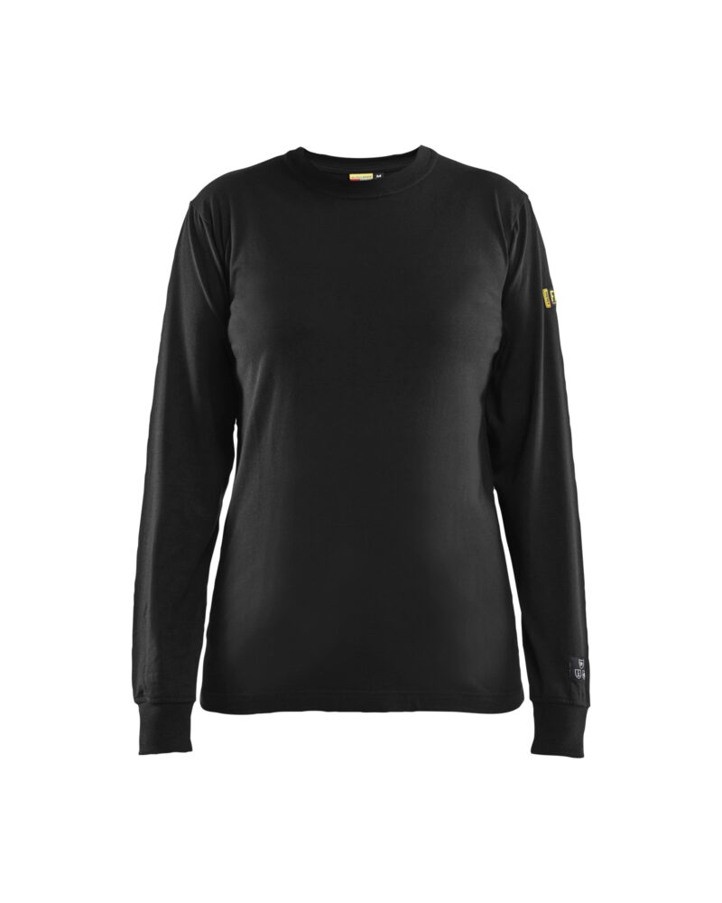 Blåkläder Dames Vlamvertragend t-shirt lange mouwen Inherent 3467 - Zwart voorkant