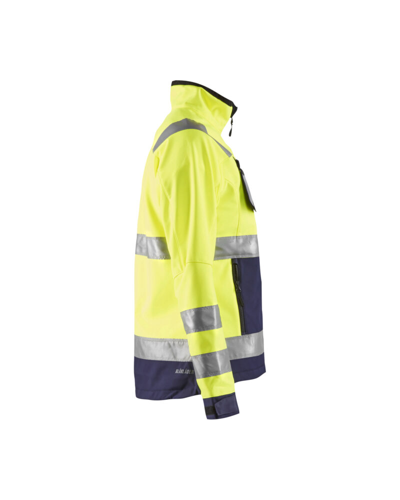 Blåkläder Dames Softshell jack High Vis 4902 - High Vis Geel/Marineblauw zijkant