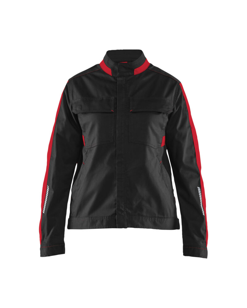 Blåkläder Dames Industrie jack stretch 4443 - Zwart/Rood voorkant