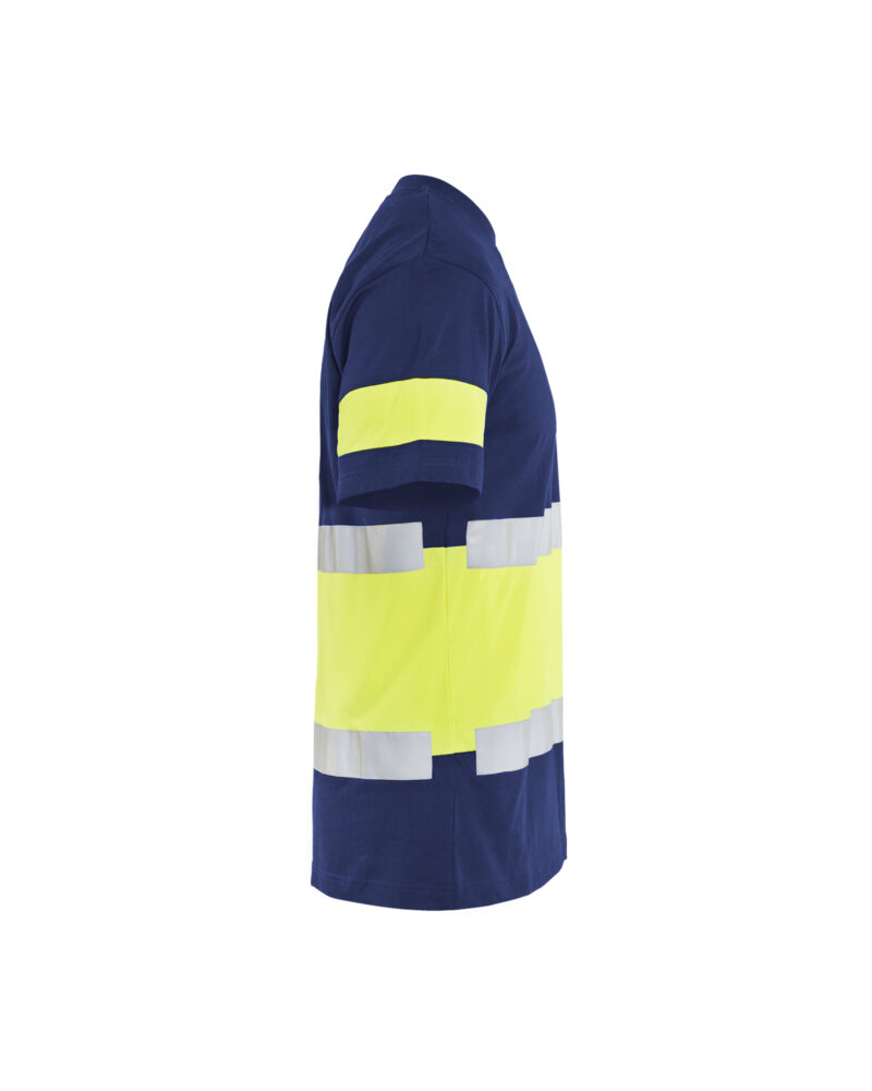 Blåkläder T-shirt High Vis 3387 - Marine / High Vis Geel zijkant