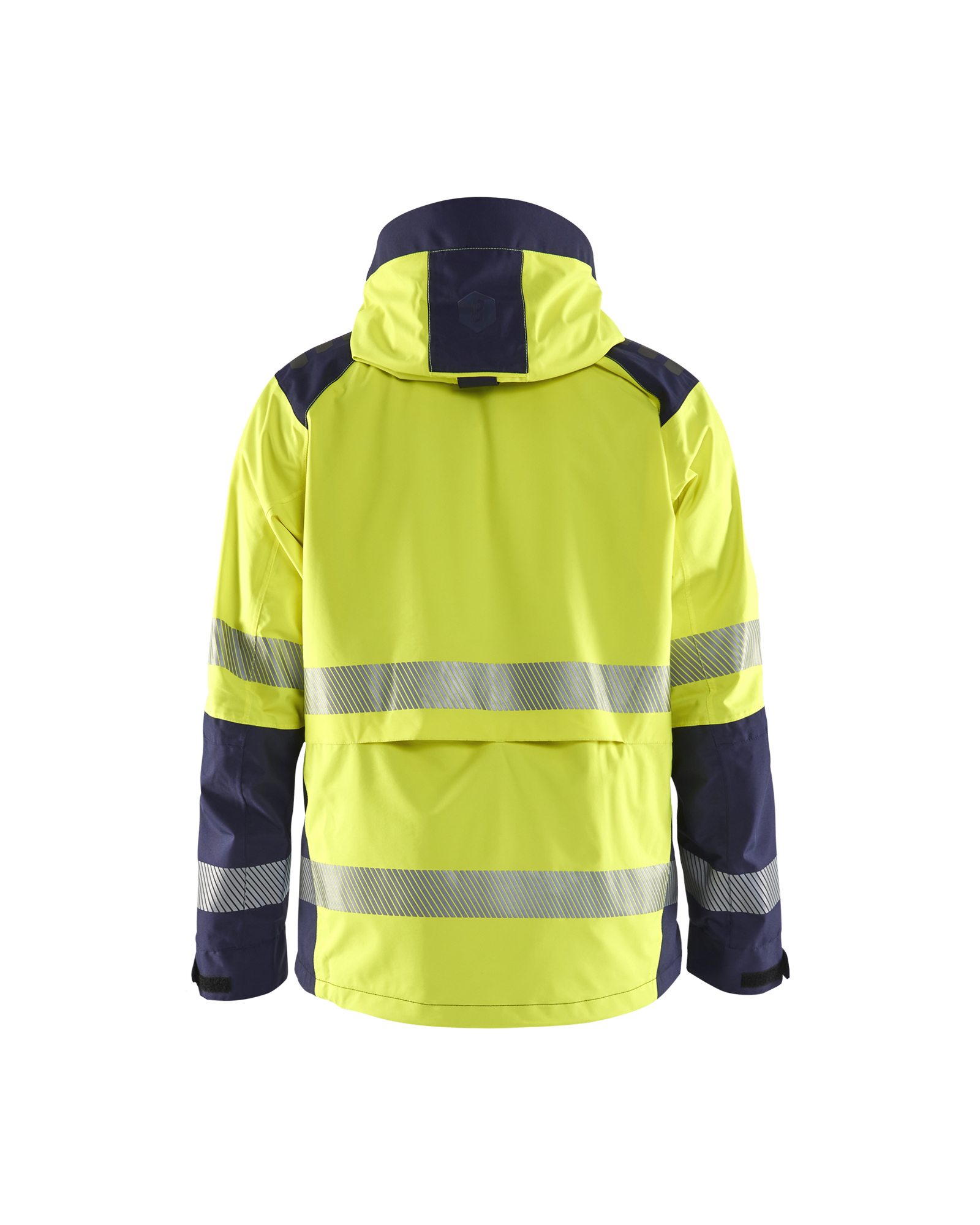 Blåkläder Shell jack High Vis 4435 - High Vis Geel/Marineblauw achterkant