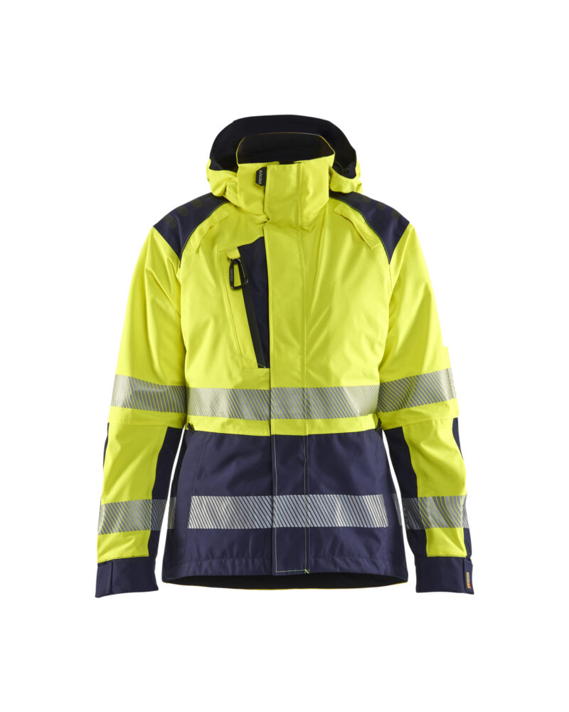 Blåkläder Dames Shell jack High Vis 4436 - High Vis Geel/Marineblauw voorkant