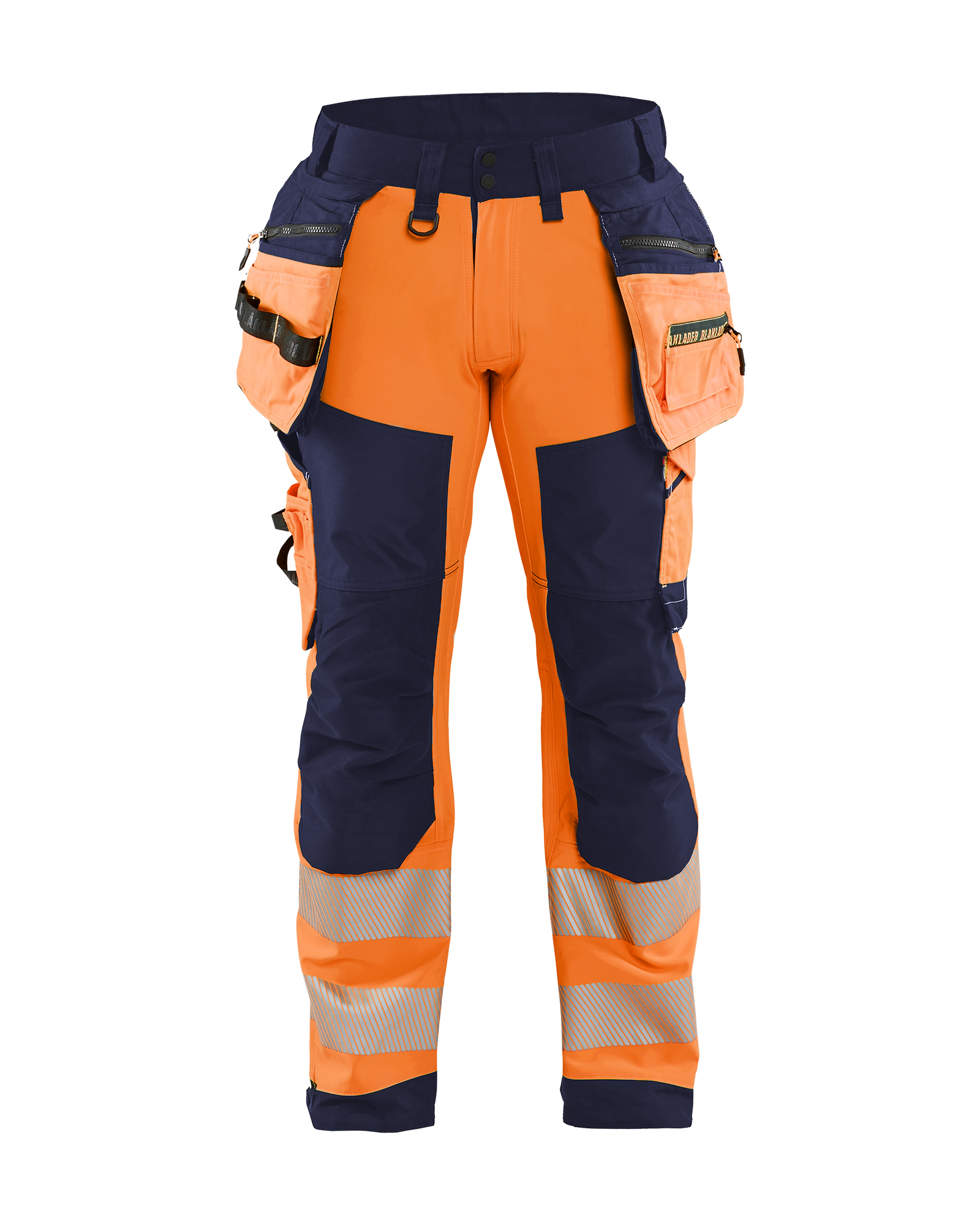 Blåkläder High Vis werkbroek softshell met afneembare gereedschapszakken 1820 - kleur High Vis Oranje/Marineblauw