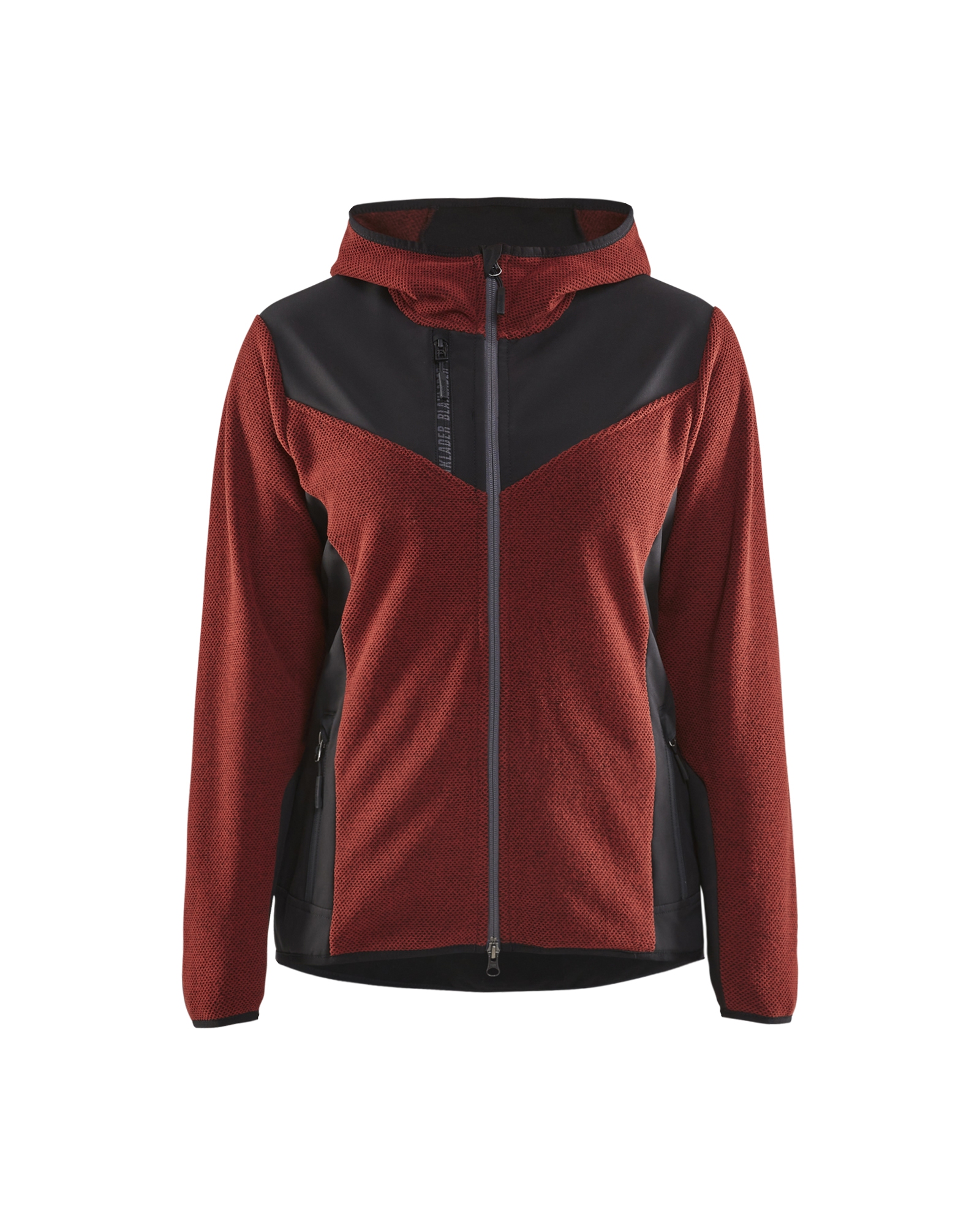 Blåkläder Dames Gebreid jack met softshell 5941 - Gebrand rood/Zwart voorkant