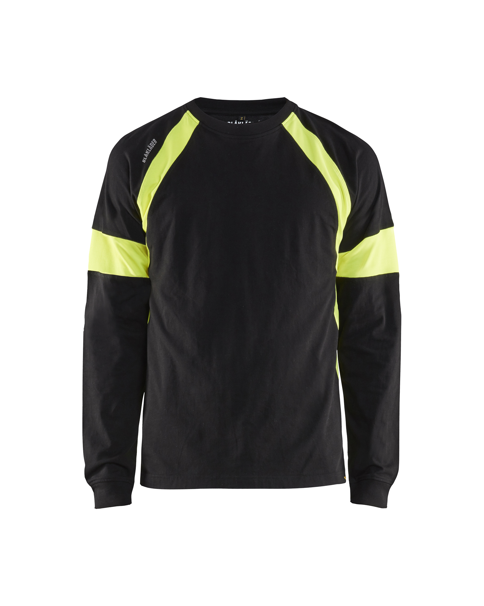 Blåkläder T-shirt lange mouwen visible 3520 - Zwart / High Vis Geel voorkant