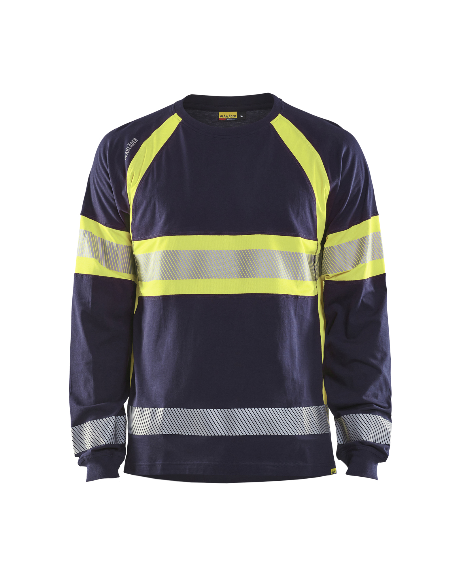 Blåkläder T-shirt lange mouwen High Vis 3510 - Marine / High Vis Geel voorkant