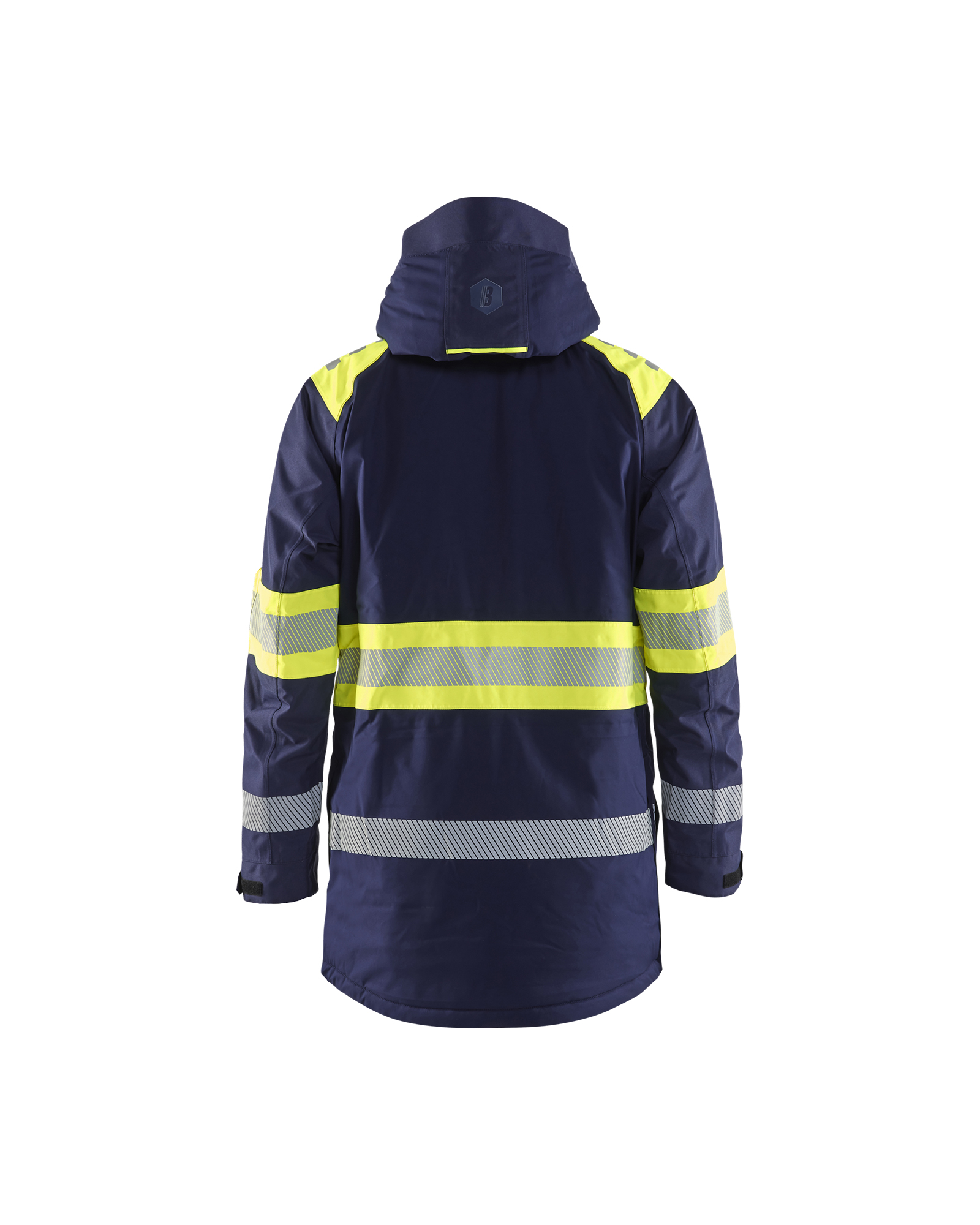 Blåkläder Winterparka High Vis 4485 - Marine / High Vis Geel achterkant