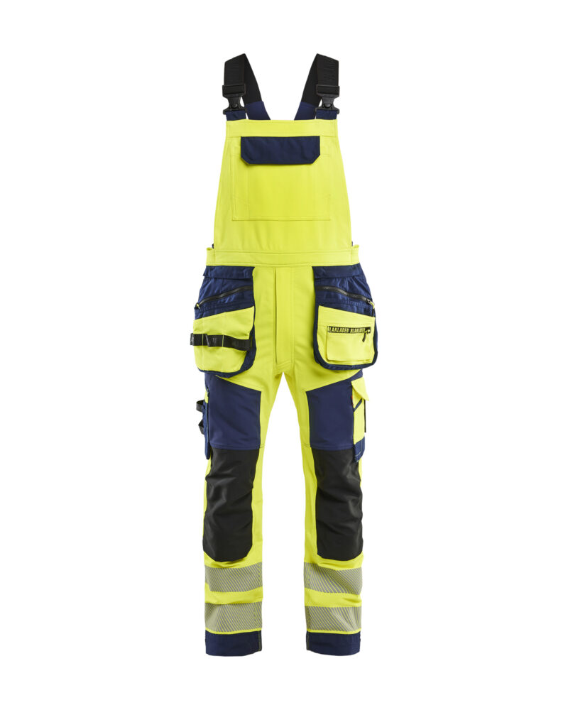 Blåkläder High Vis Bretelbroek 4-weg stretch met afneembare gereedschapszakken 2626 - voorkant