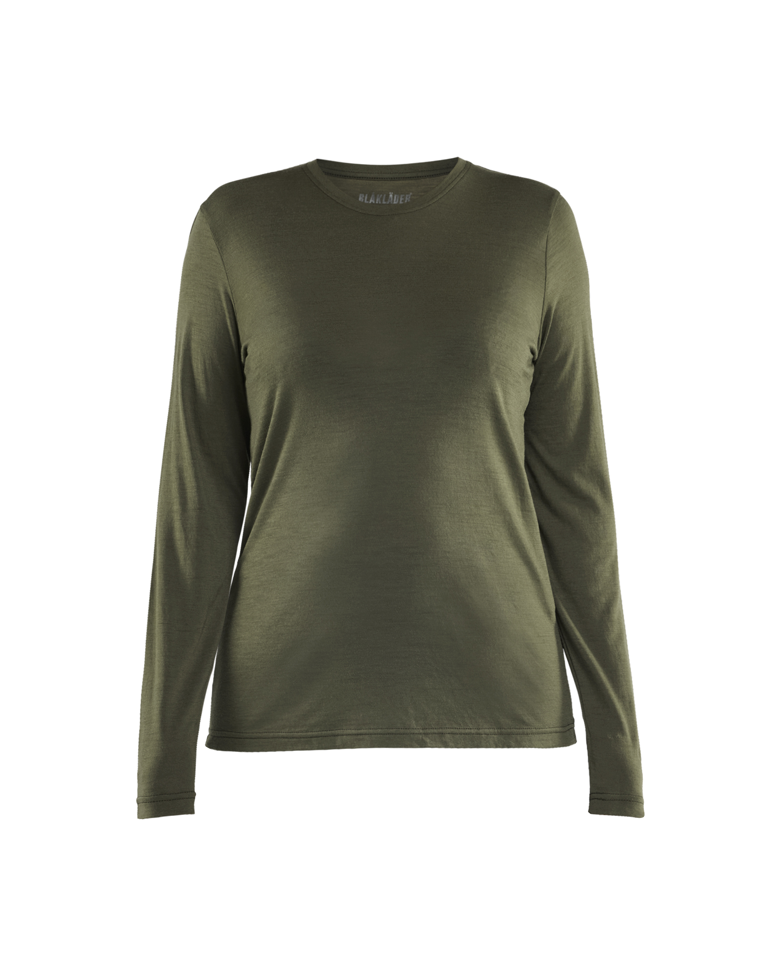 Blåkläder Dames T-shirt met lange mouwen merinowol 3539 - Donker herfstgroen voorkant