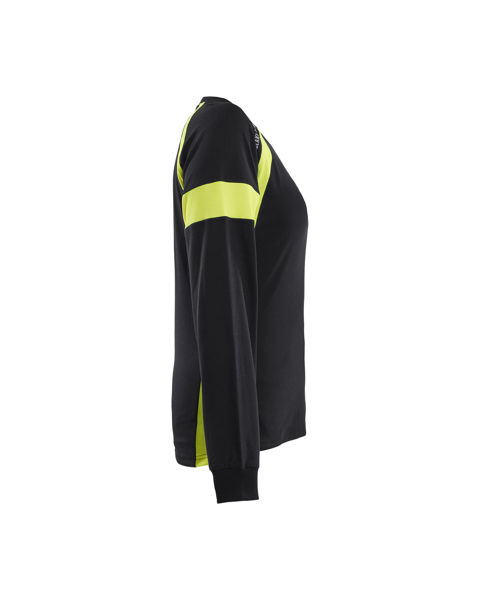 Blåkläder Dames T-shirt lange mouwen Visible 3521 - Zwart / High Vis Geel zijkant