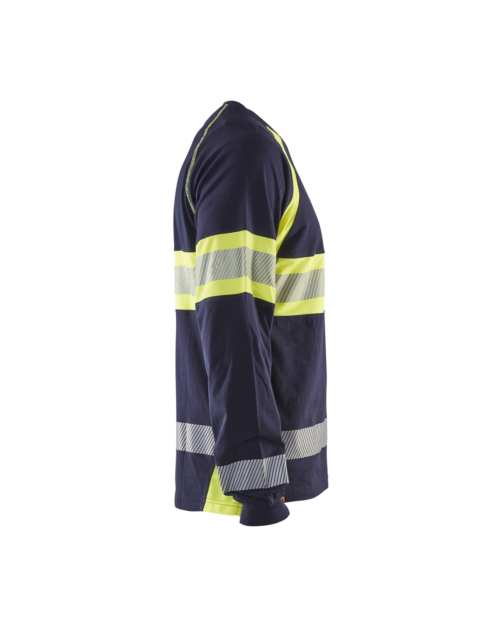 Blåkläder T-shirt lange mouwen High Vis 3510 - Marine / High Vis Geel zijkant
