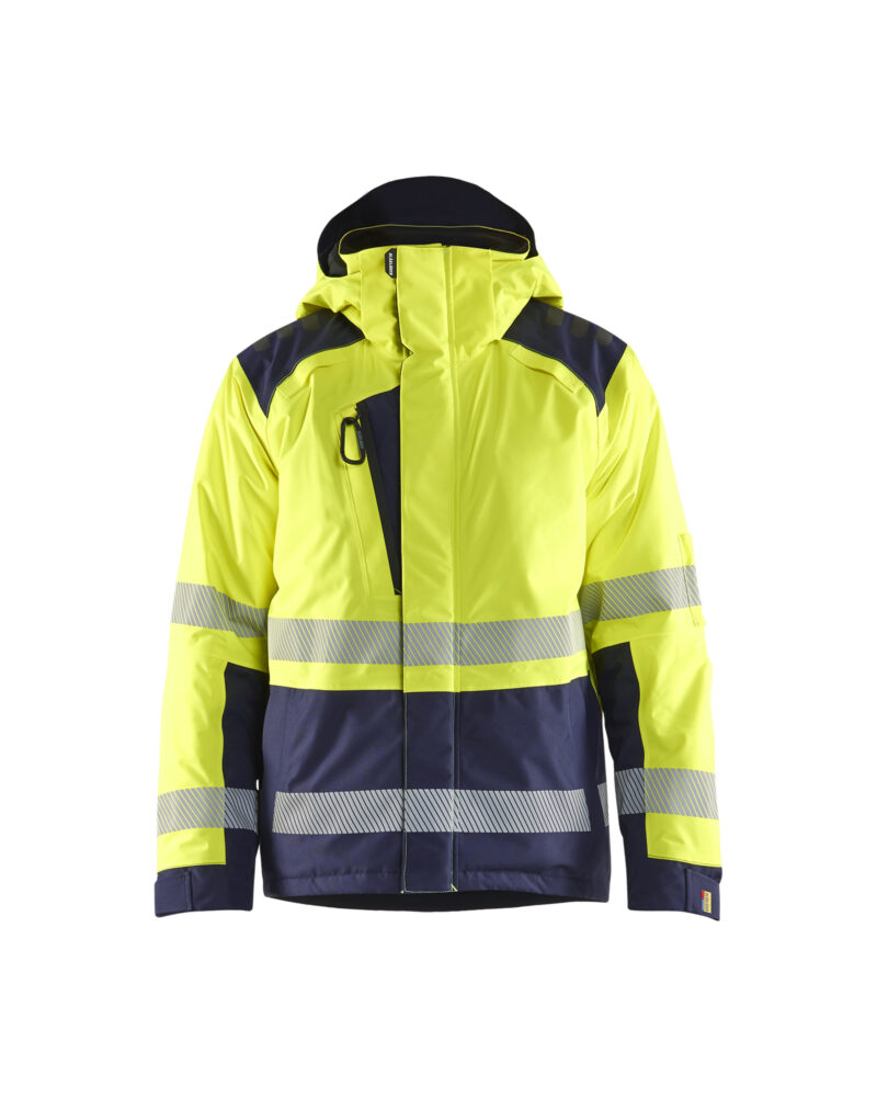 Blåkläder Winterjas High Vis 4455 - High Vis Geel/Marineblauw voorkant