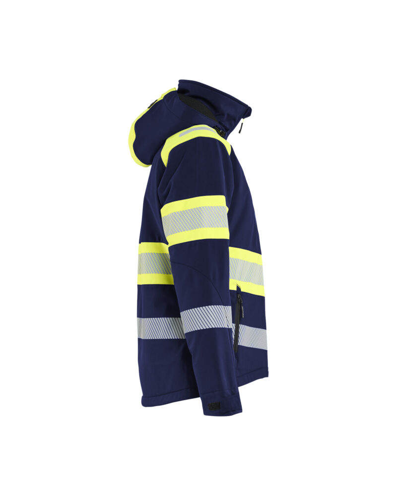 Blåkläder Dames Lichtgewicht softshell jack gevoerd high vis 4406 - Marine / High Vis Geel zijkant