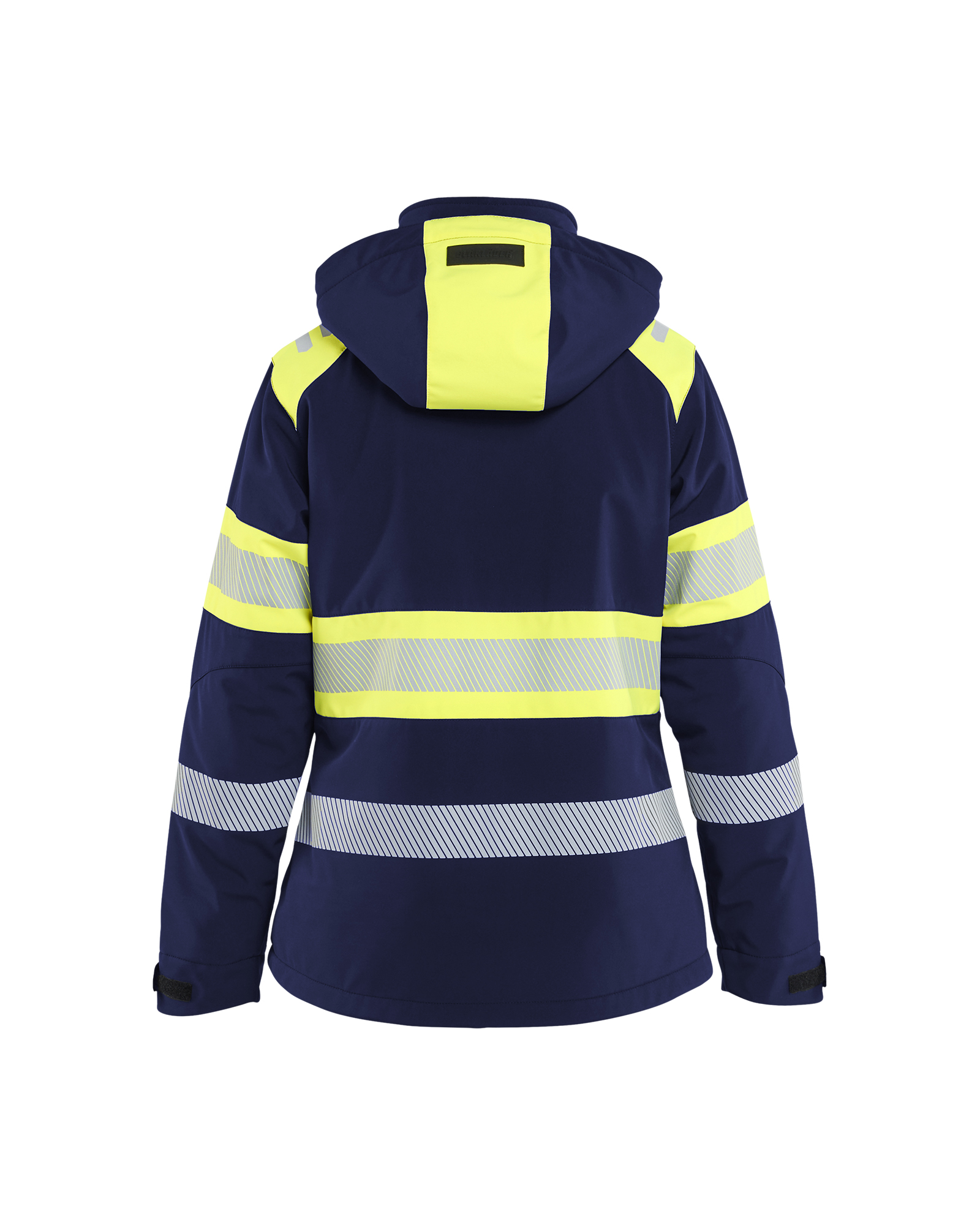 Blåkläder Dames Lichtgewicht softshell jack gevoerd high vis 4406 - Marine / High Vis Geel achterkant