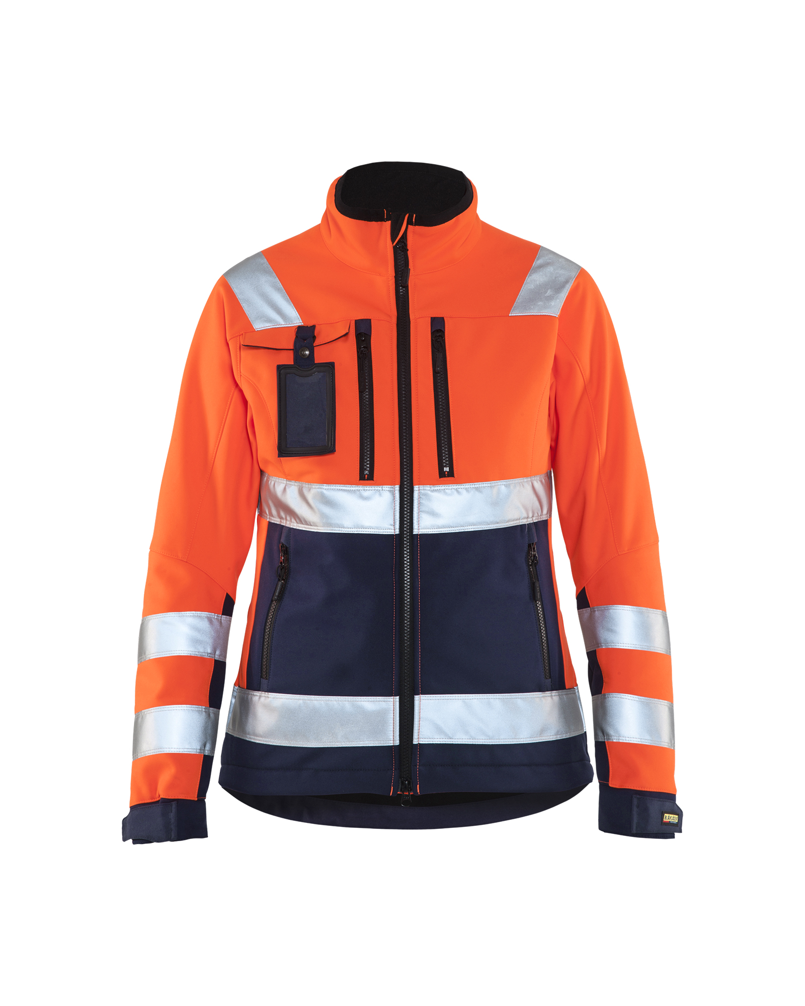 Blåkläder Dames Softshell jack High Vis 4902 - High Vis Oranje/Marineblauw voorkant
