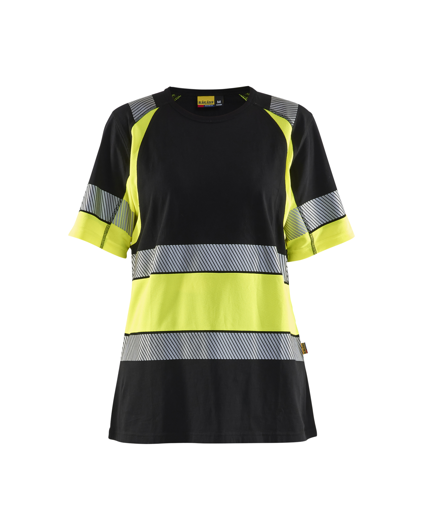 Blåkläder Dames T-Shirt High Vis 3410 - Zwart / High Vis Geel voorkant