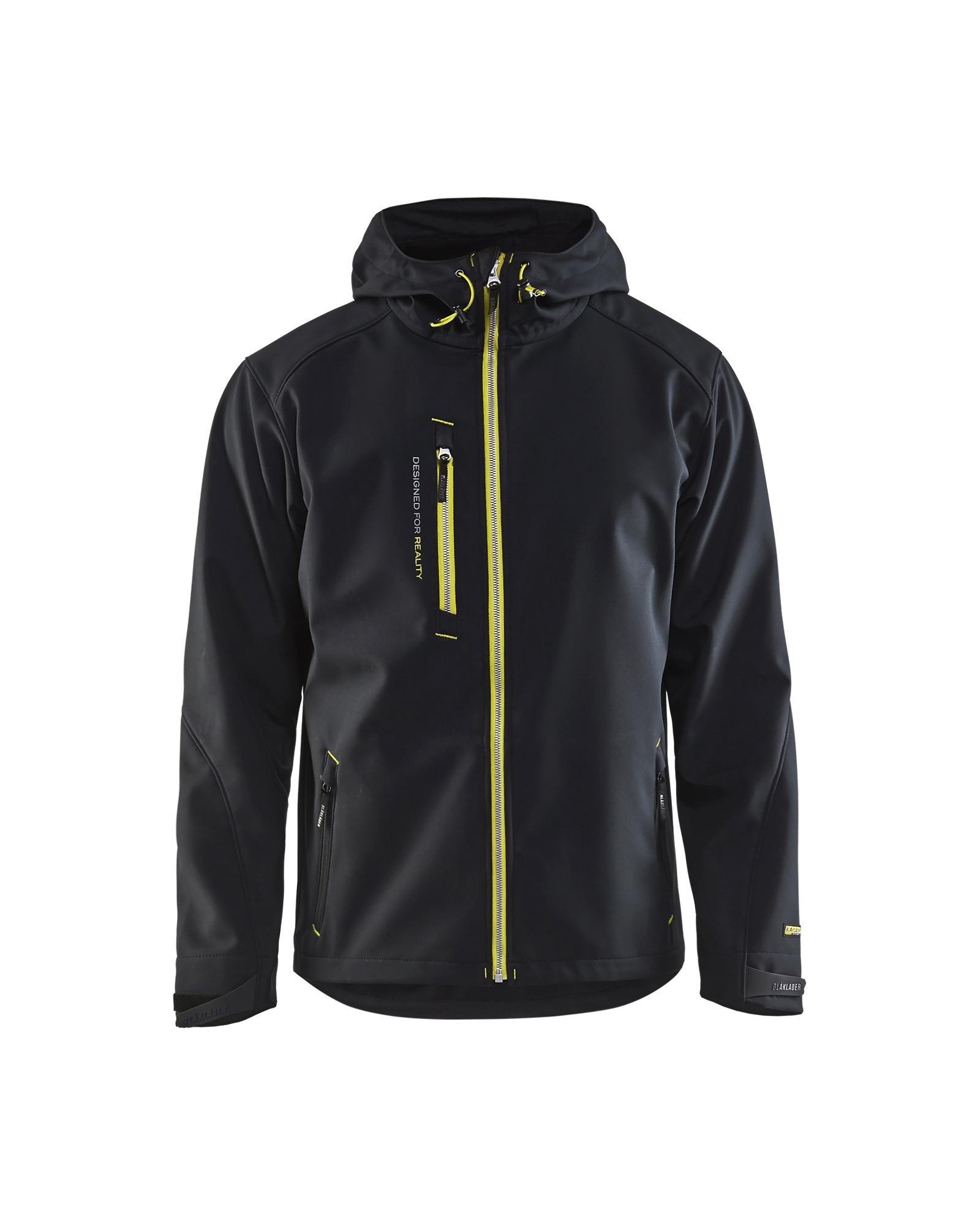 Blåkläder Softshell Jack 4949 - Zwart / High Vis Geel voorkant