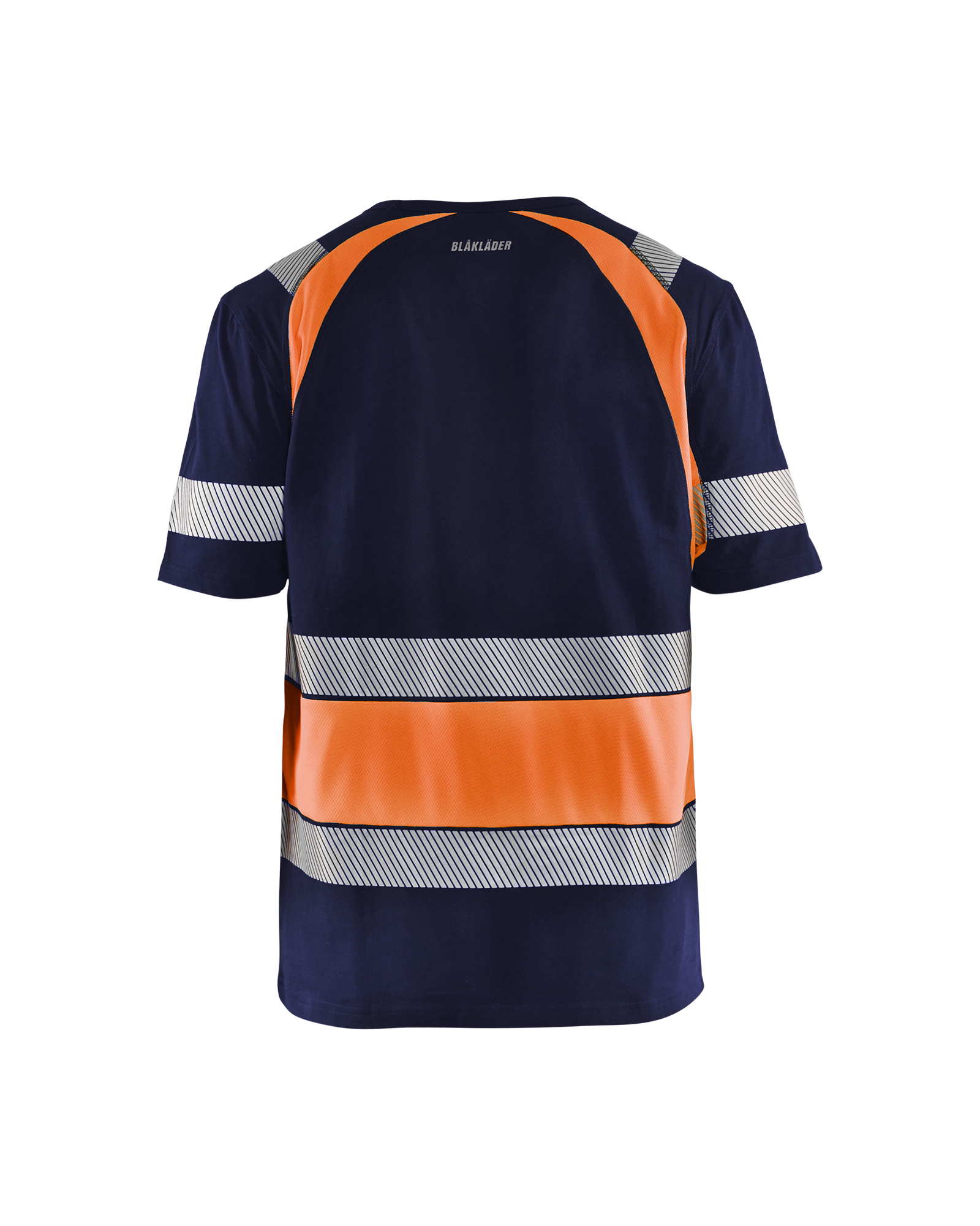 Blåkläder T-shirt High Vis 3421 - Marineblauw / Oranje achterkant