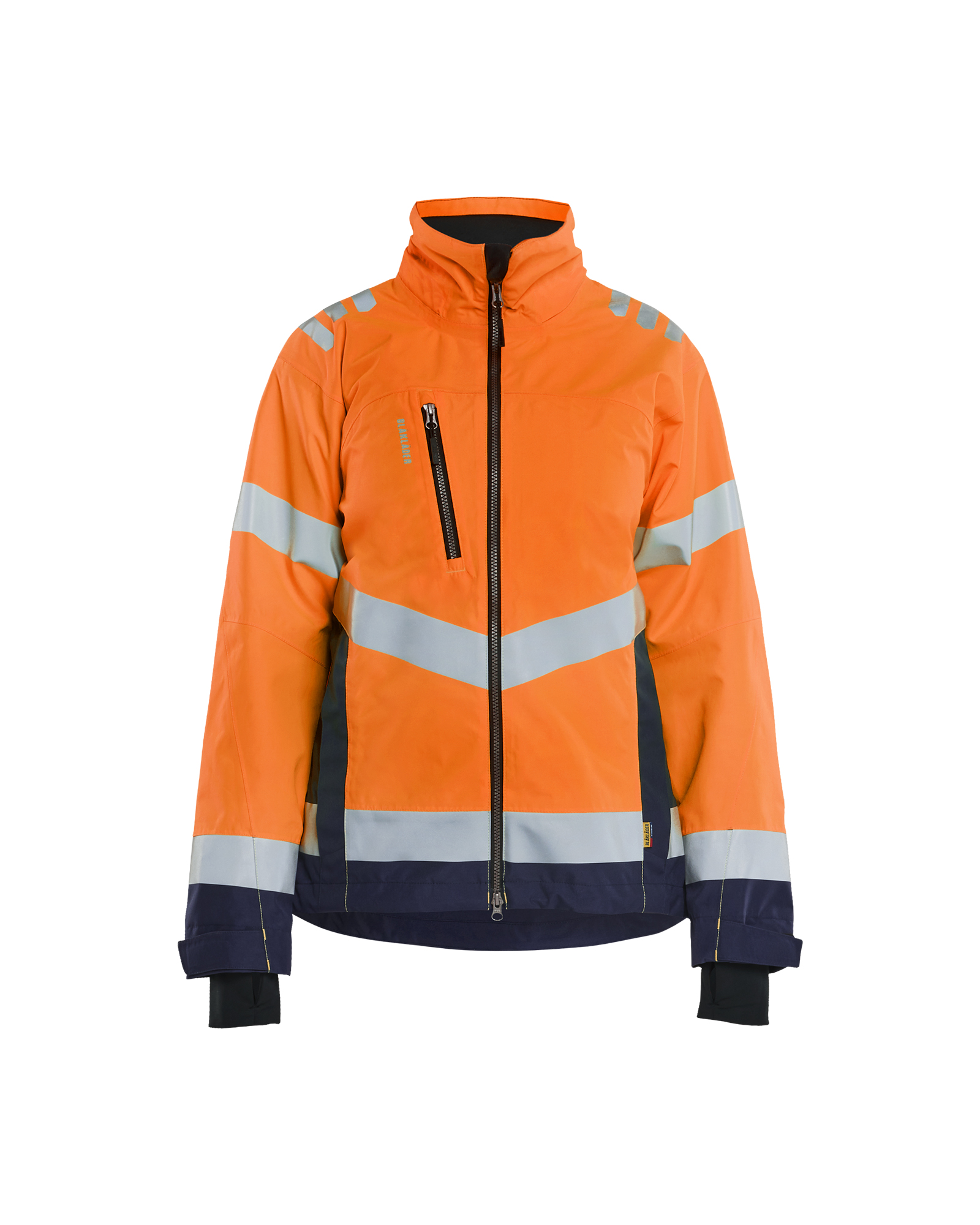 Blåkläder Dames Shell Jack High Vis 4761 - High Vis Oranje/Marineblauw voorkant