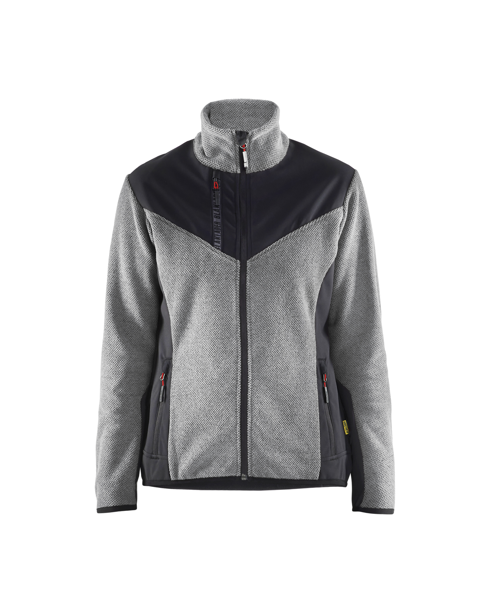 Blåkläder Dames gebreid vest met softshell 5943 - Grijs mêlee/Zwart voorkant