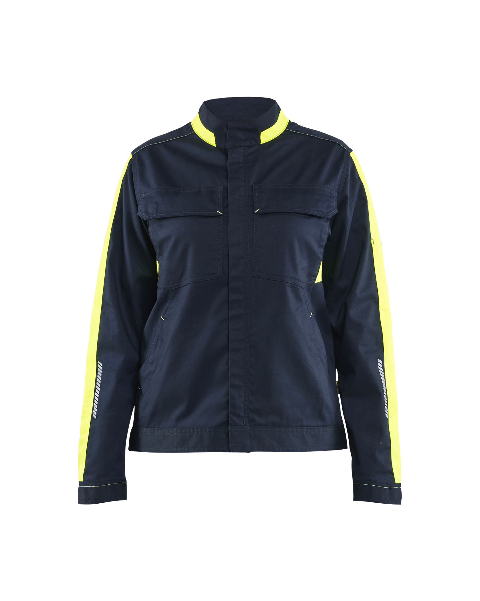 Blåkläder Dames Industrie jack stretch 4443 - Donker marineblauw / High Vis Geel voorkant