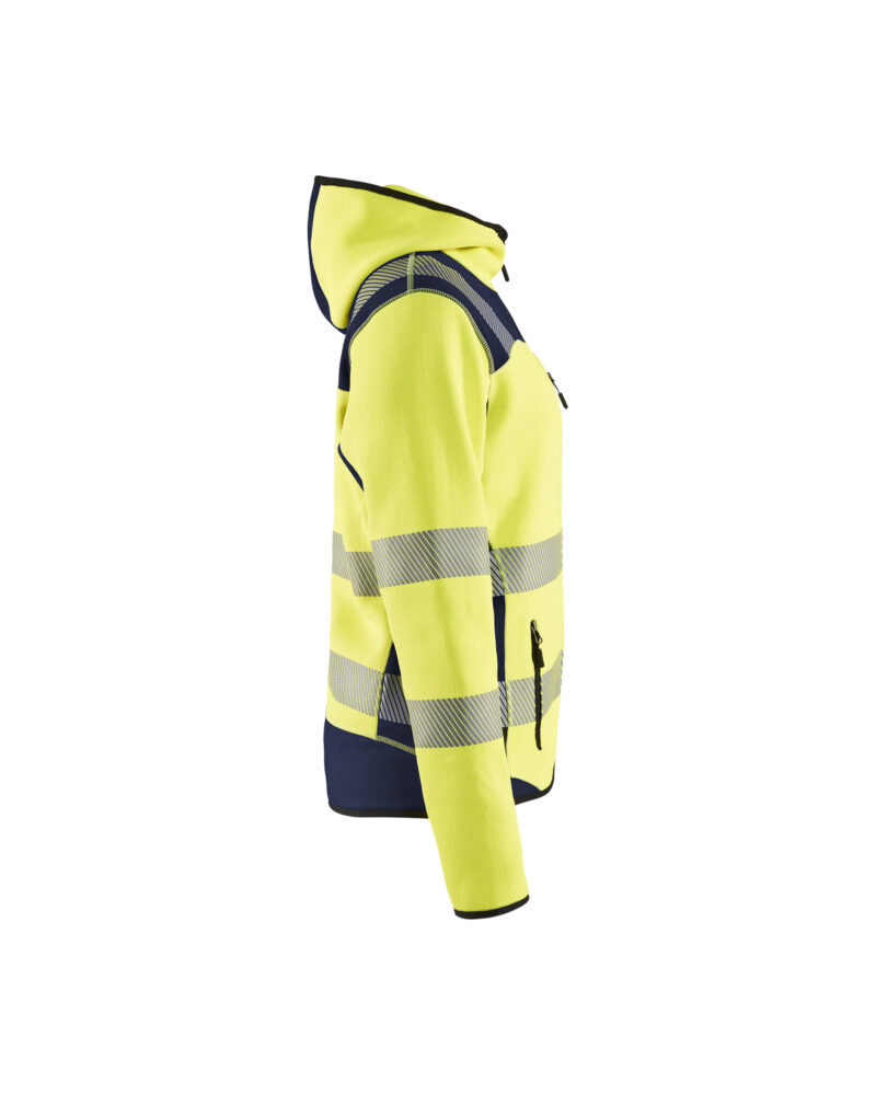Blåkläder Dames gebreid vest High Vis 4967 - High Vis Geel/Marineblauw zijkant