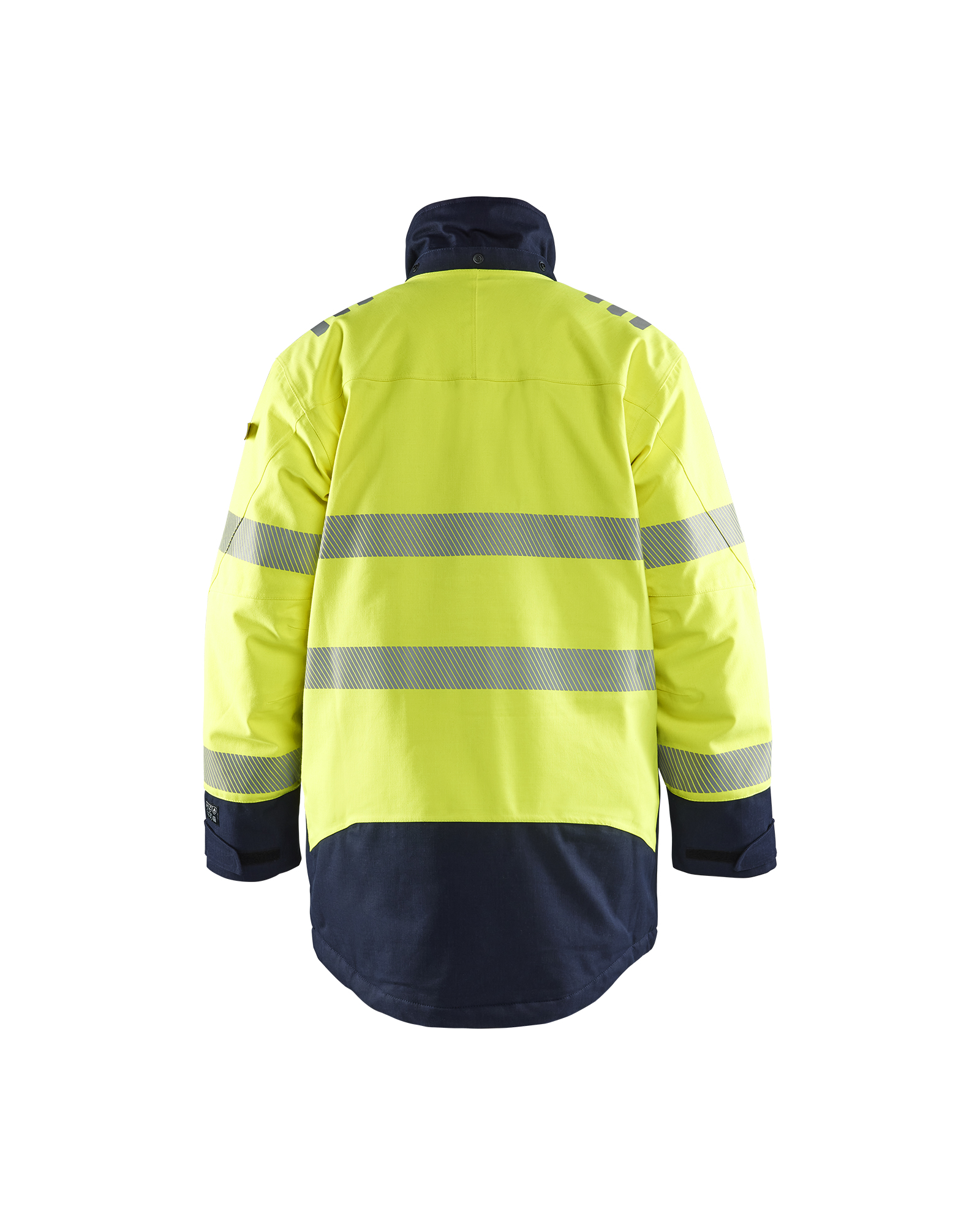 Blåkläder APC 2 Multinorm Winterparka inherent 4527 - High Vis Geel/Marineblauw achterkant