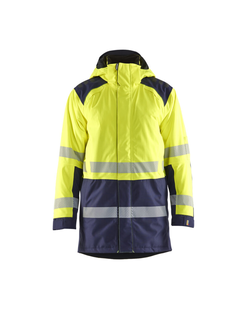 Blåkläder Winterparka High Vis 4457 - High Vis Geel/Marineblauw voorkant