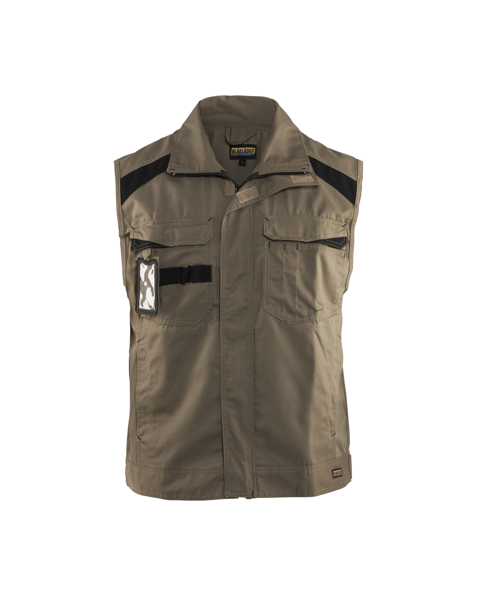 Blåkläder Industrie Werkvest. ongevoerd 3164 - Khaki/Zwart voorkant