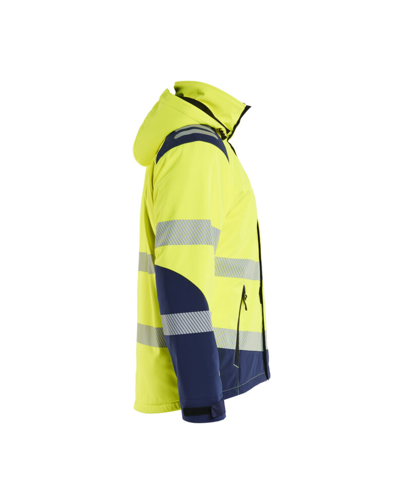 Blåkläder Softshell Winterjas High Vis 4400 - High Vis Geel/Marineblauw zijkant