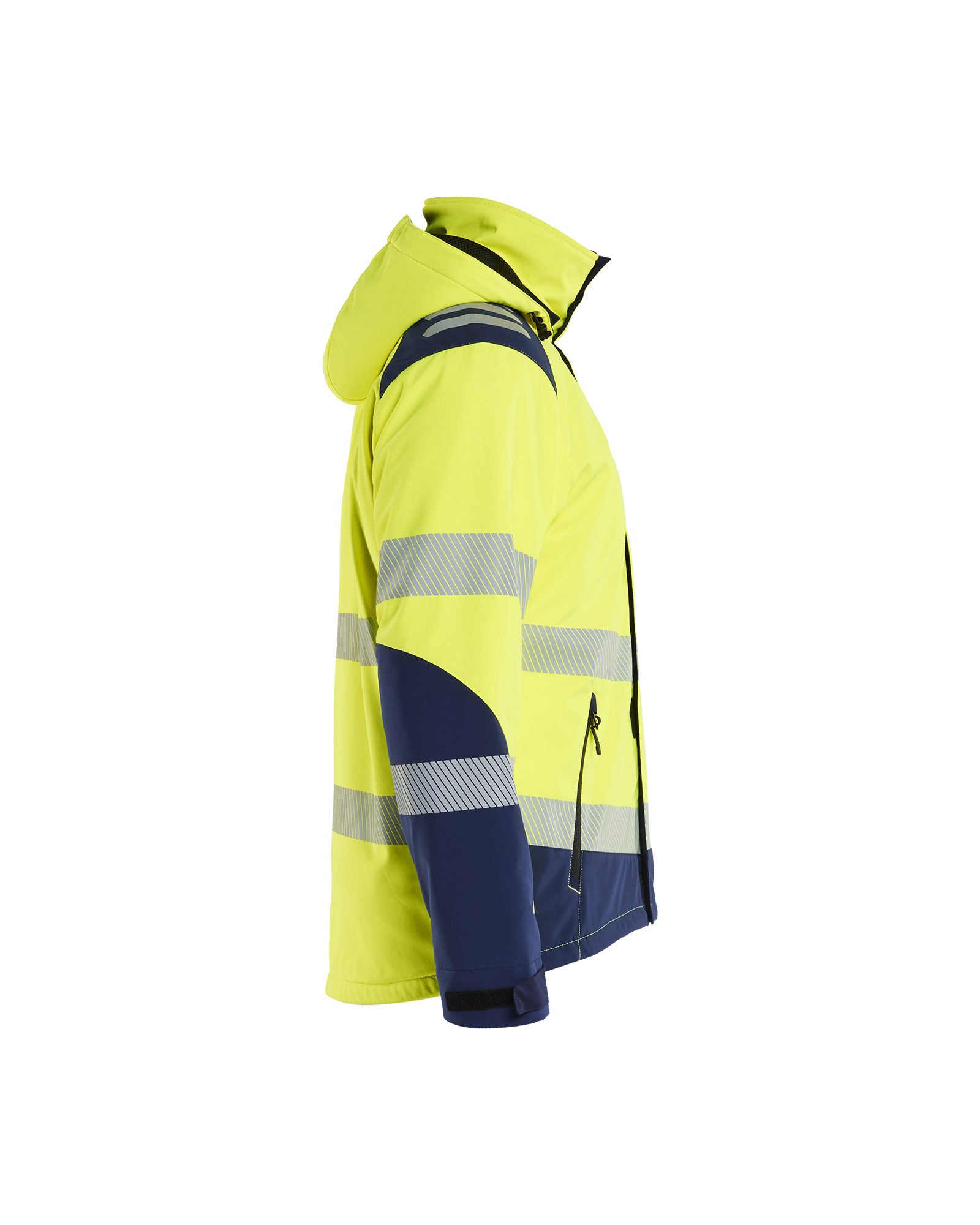 Blåkläder Softshell Winterjas High Vis 4400 - High Vis Geel/Marineblauw zijkant