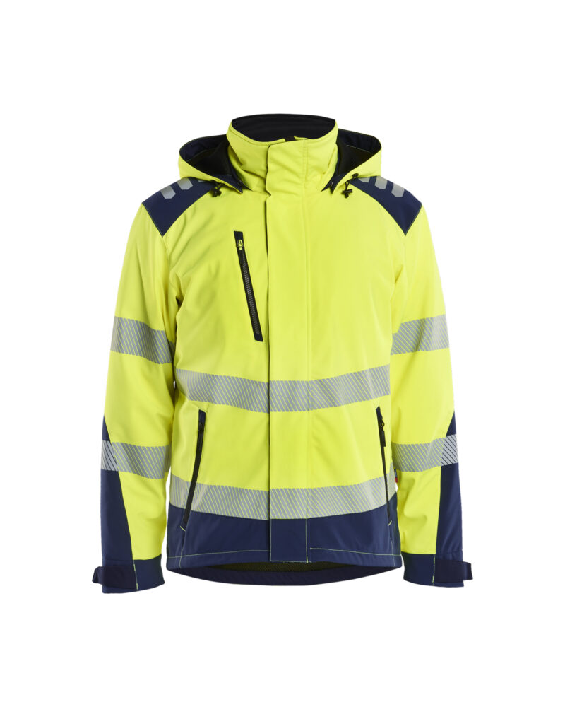 Blåkläder Softshell Winterjas High Vis 4400 - High Vis Geel/Marineblauw voorkant