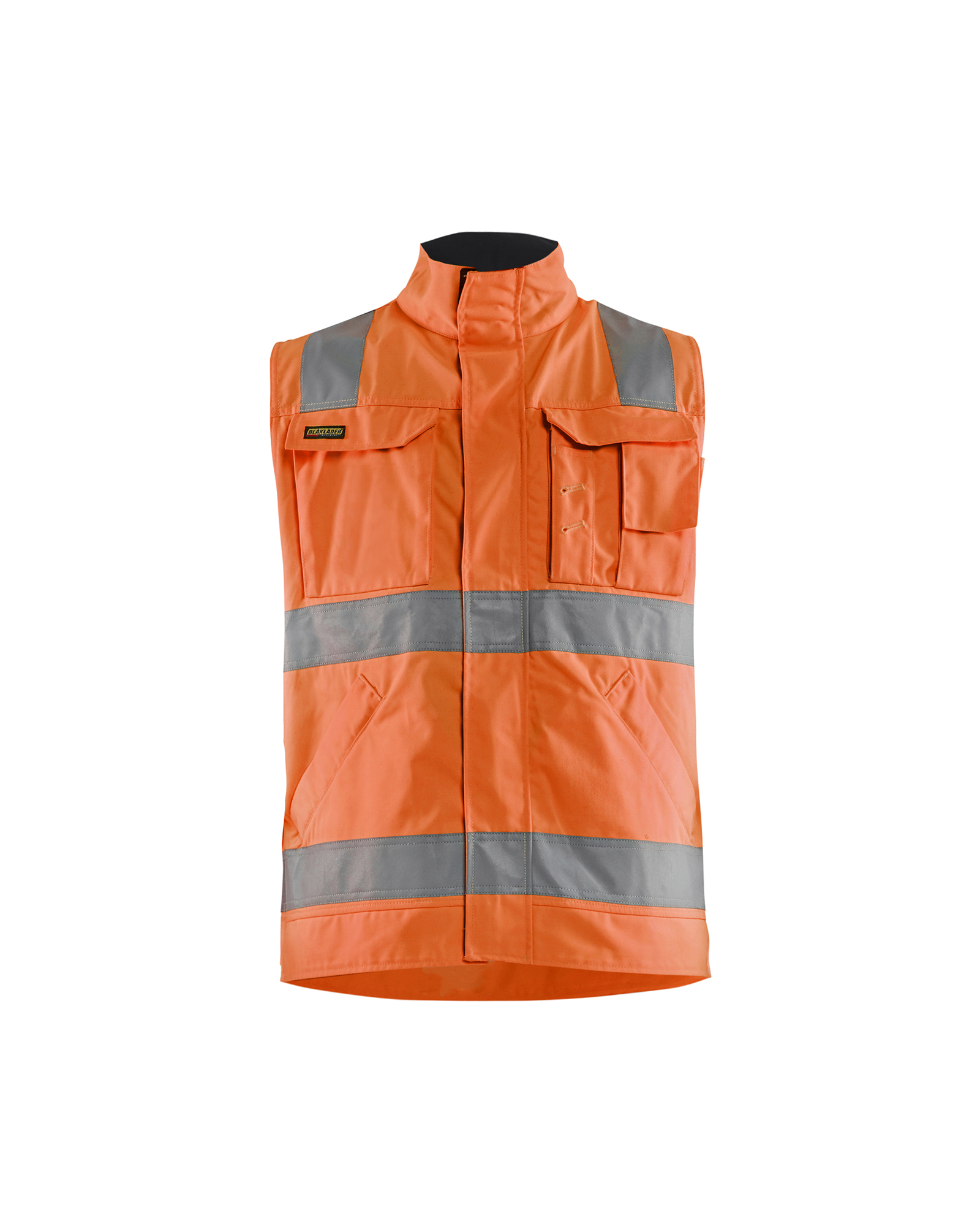 Blåkläder Werkvest. Ongevoerd High Vis 8505 - High Vis Oranje/Marineblauw voorkant