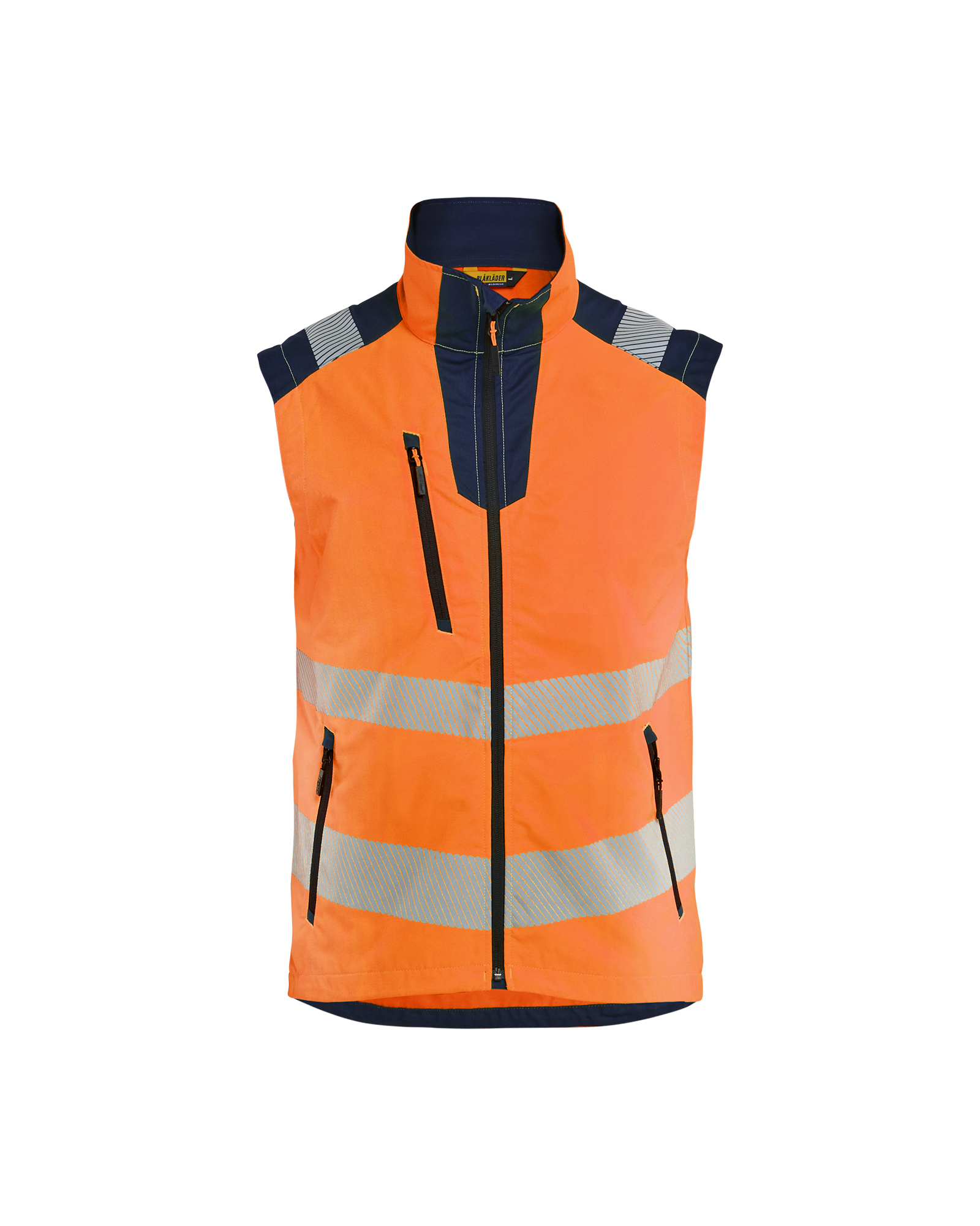 Blåkläder Bodywarmer High Vis 3085 - High Vis Oranje/Marineblauw voorkant