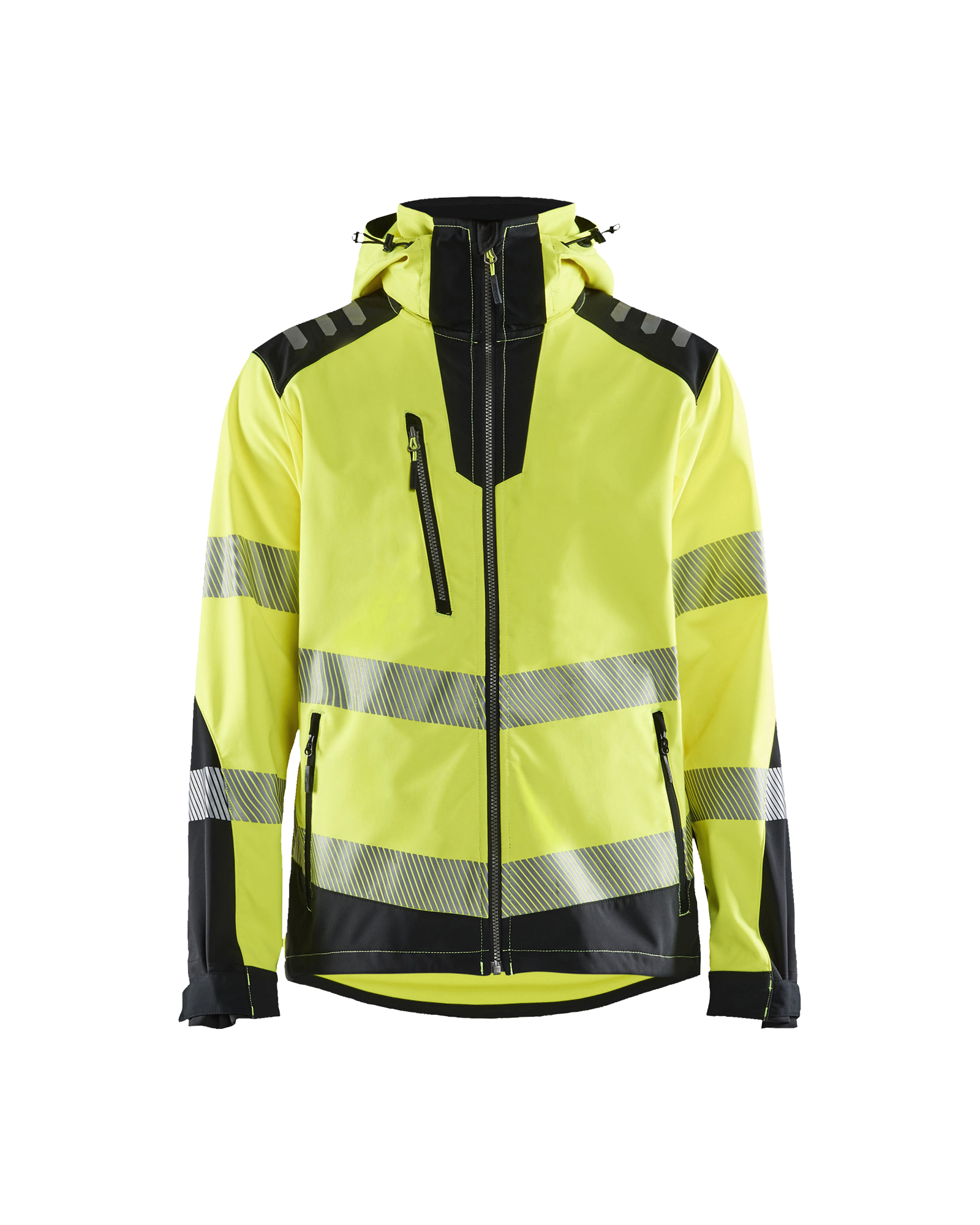 Blåkläder Softshell jack High Vis 4491 - High Vis Geel/Zwart voorkant