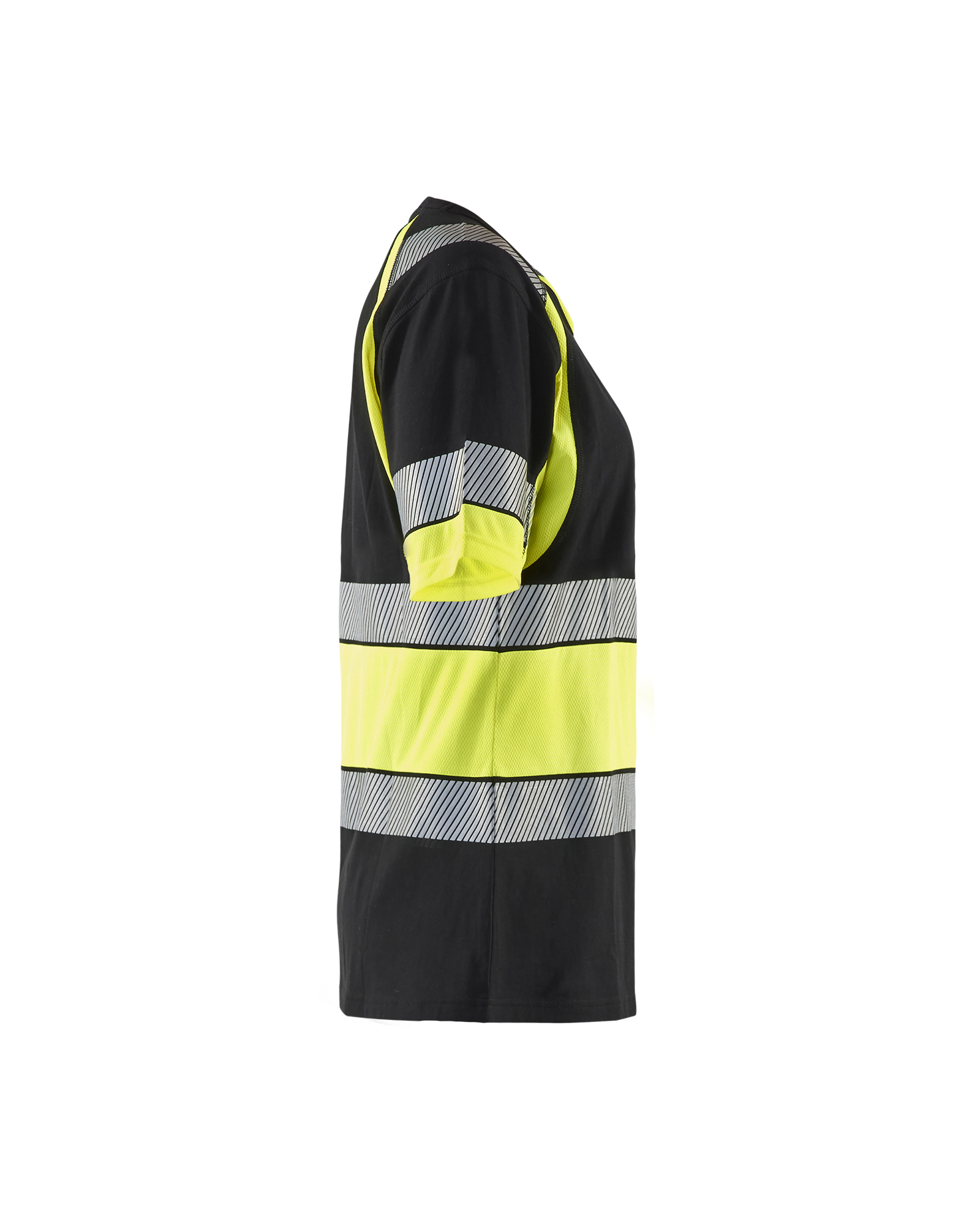 Blåkläder Dames T-Shirt High Vis 3410 - Zwart / High Vis Geel zijkant