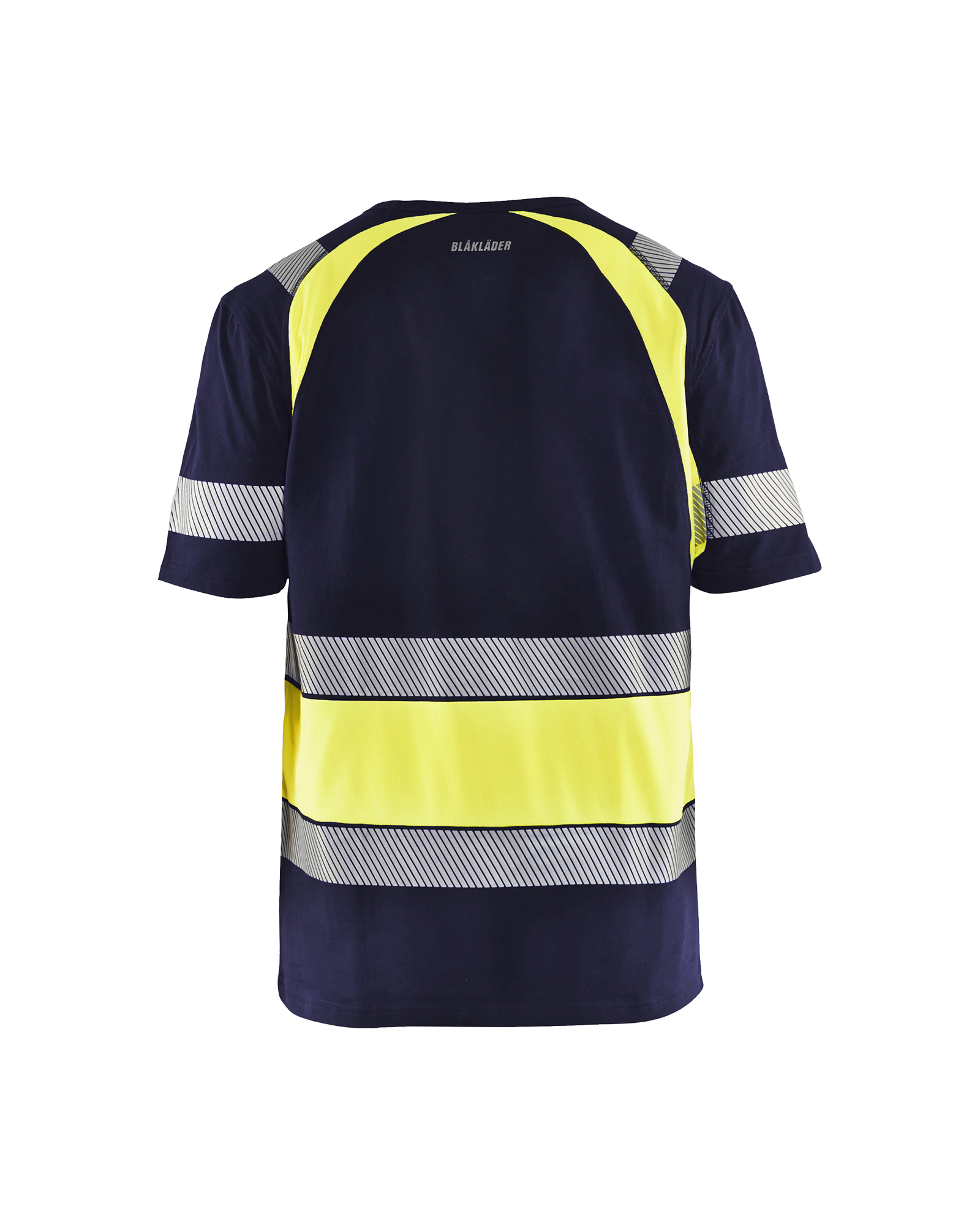 Blåkläder T-shirt High Vis 3421 - Marine / High Vis Geel achterkant