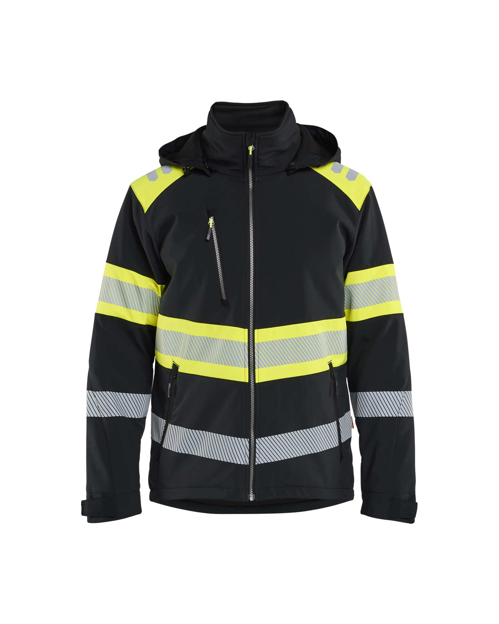 Blåkläder Lichtgewicht softshell jack gevoerd high vis 4489 - Zwart / High Vis Geel voorkant
