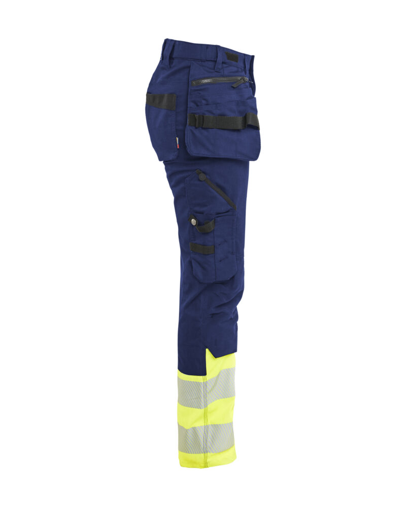 Blåkläder Dames High Vis Werkbroek Stretch met gereedschapszakken 7030 - zijkant