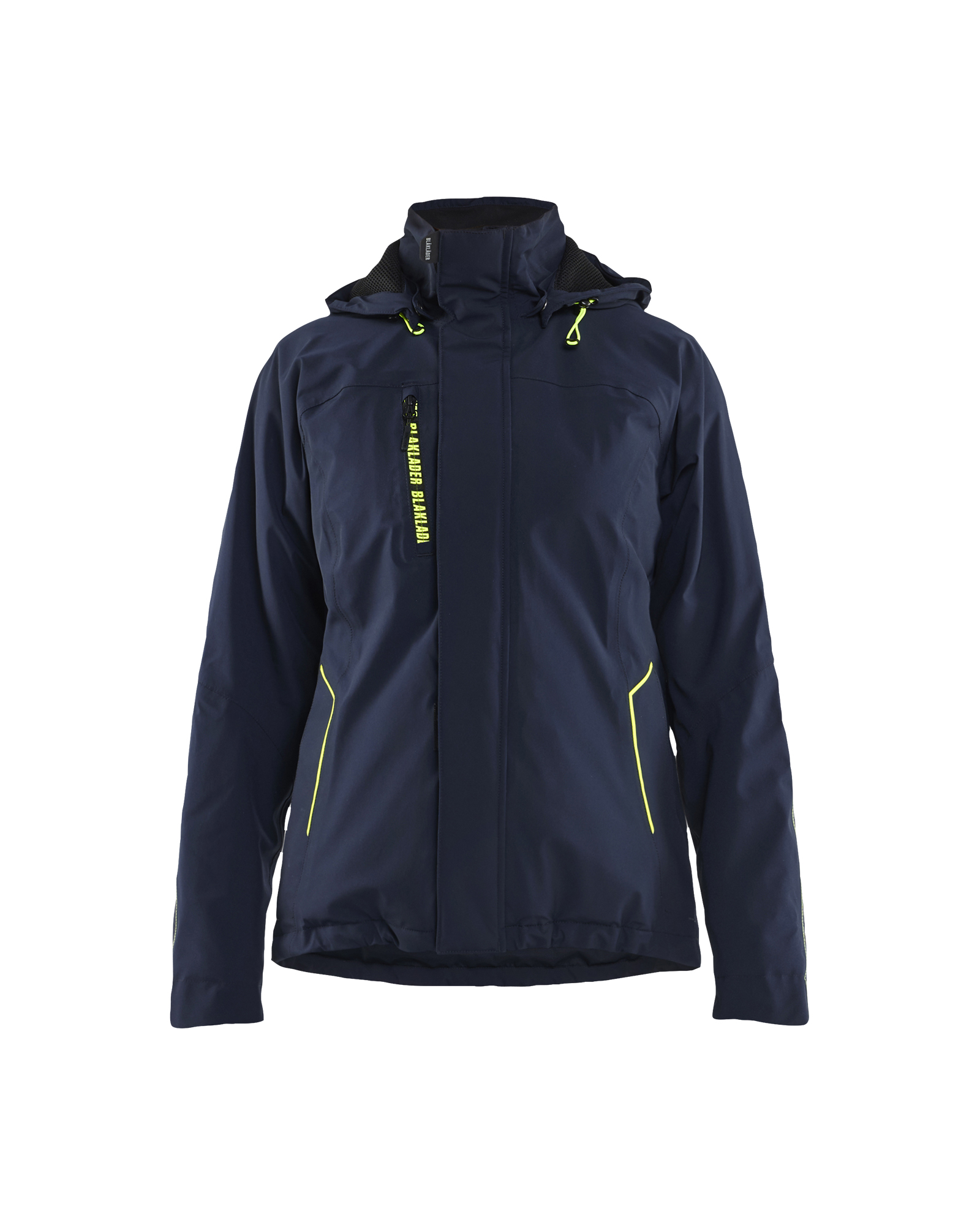 Blåkläder Dames Lichtgewicht winterjas 4-weg stretch 4408 - Donker marineblauw / High Vis Geel voorkant