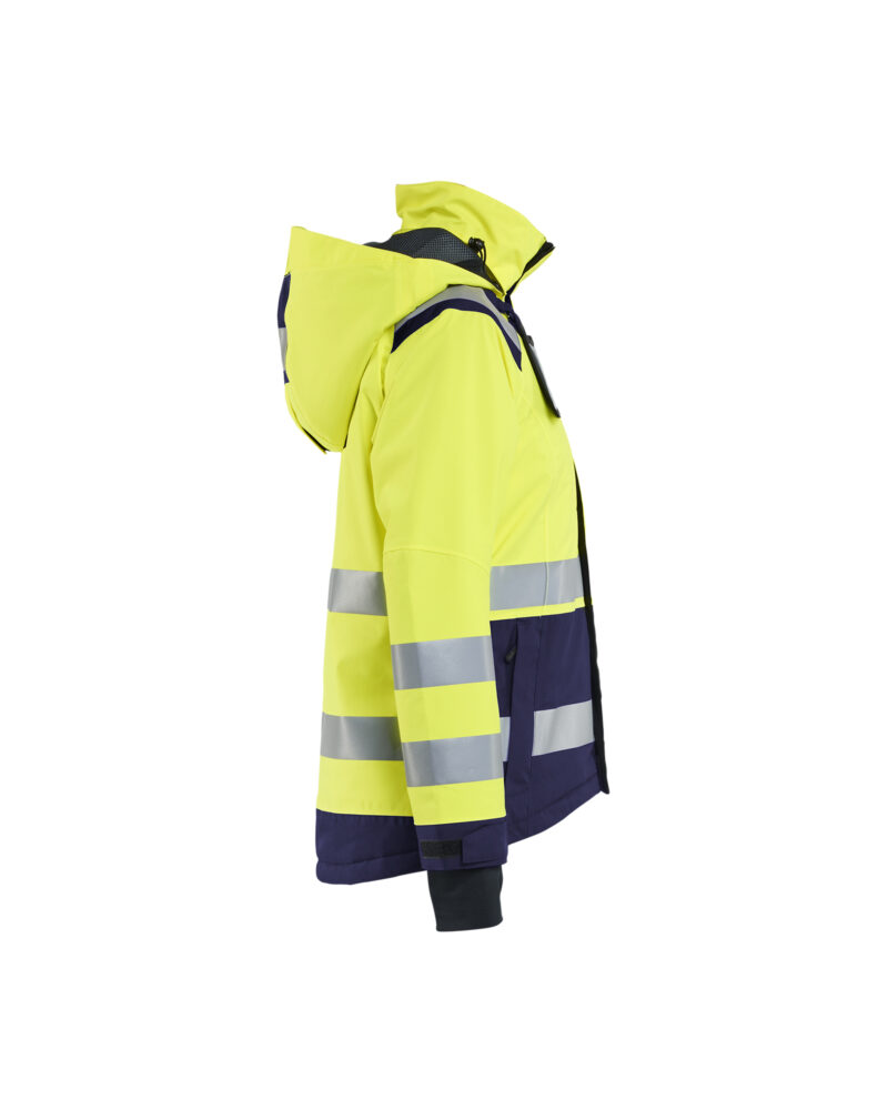 Blåkläder Dames Shell jack High Vis 4904 - High Vis Geel/Marineblauw zijkant